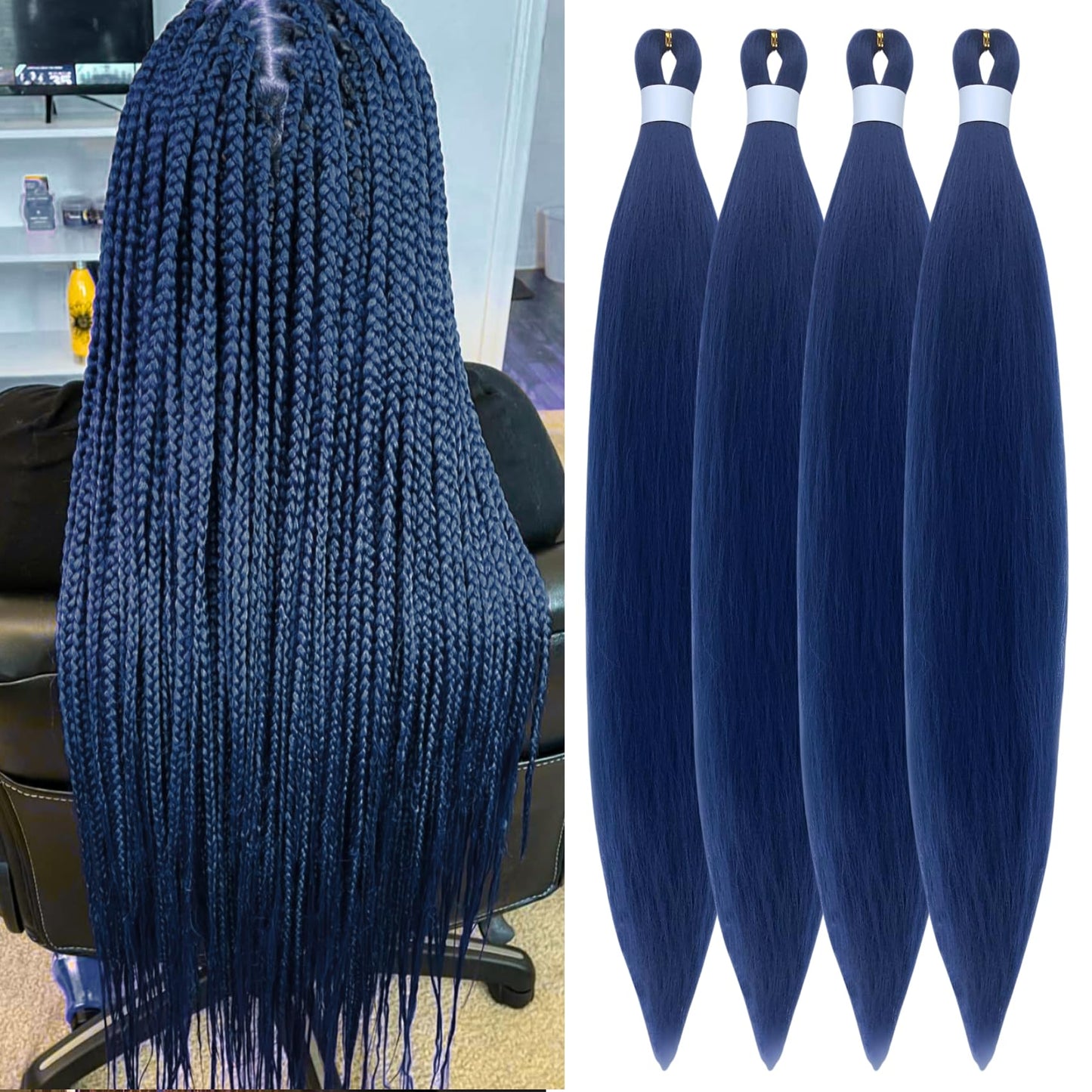 Purple Braiding Hair Pre stretched Knotless 26 inch | Hypoallergenic Synthetic Purple Prestretched Ez Braid Knotless Itch Free Soft Yaki Texture Hot Water Setting WN420