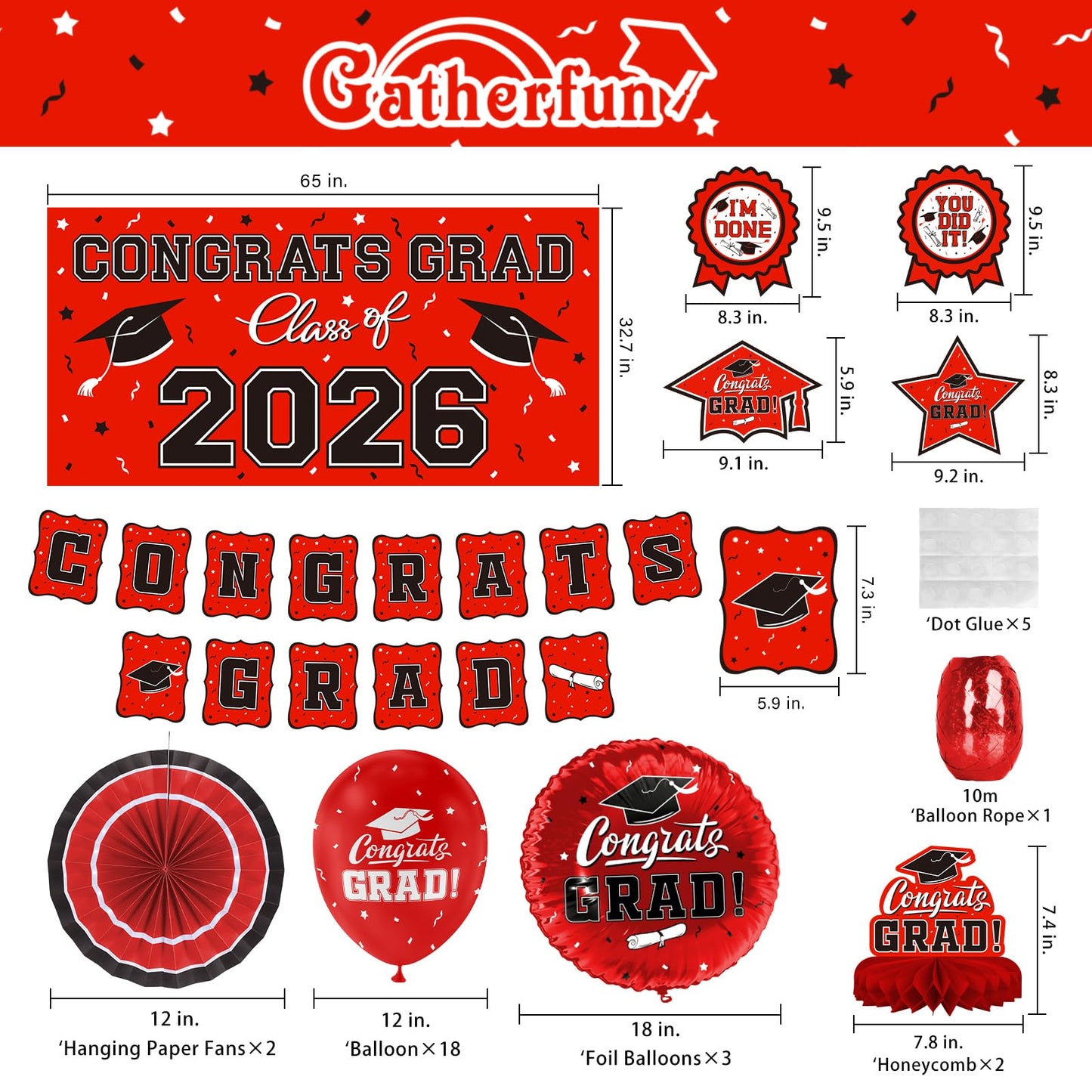 Black and Gold Themed 2026 Graduation Decorations Set - Congrats Grad Banner, Class of 2026 Backdrop, Balloons & Streamers Kit - Graduation Party Supplies for High School & College Celebrations BST326H