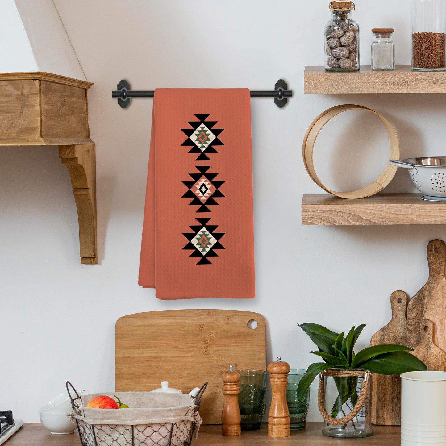 Western Boho Kitchen Towels, Southwestern Southwest Aztec Western Native American Bathroom Kitchen Decor, Western Cream Beige Neutral Decor Dish Hand Tea Towels for Bathroom Kitchen,16x24Inch BST326L