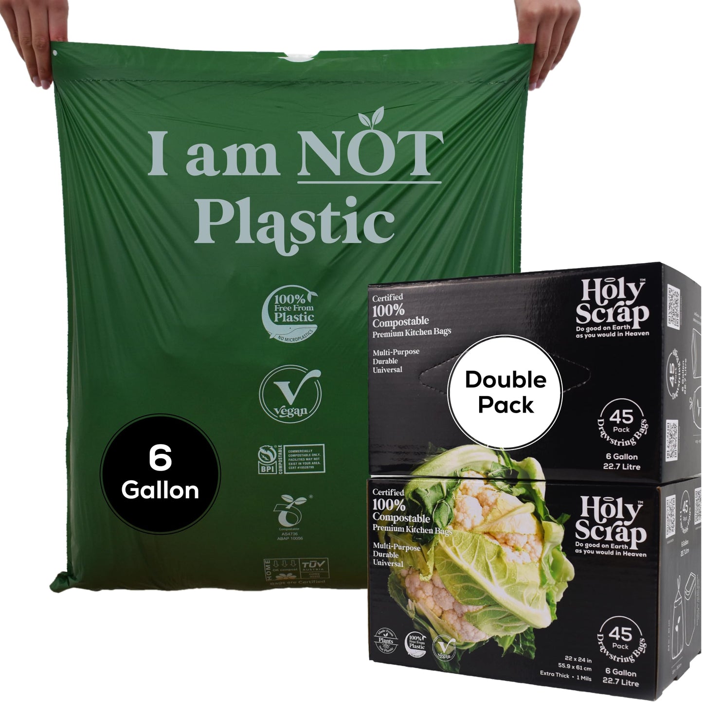 Small Compostable Trash Bags - 2.6 Gallon, 100 Pack, 100% Plastic-Free Decomposing Kitchen Food Waste Trash Can Bags & Liners, Thick Countertop Garbage, Bathroom & Bio Bin Bags