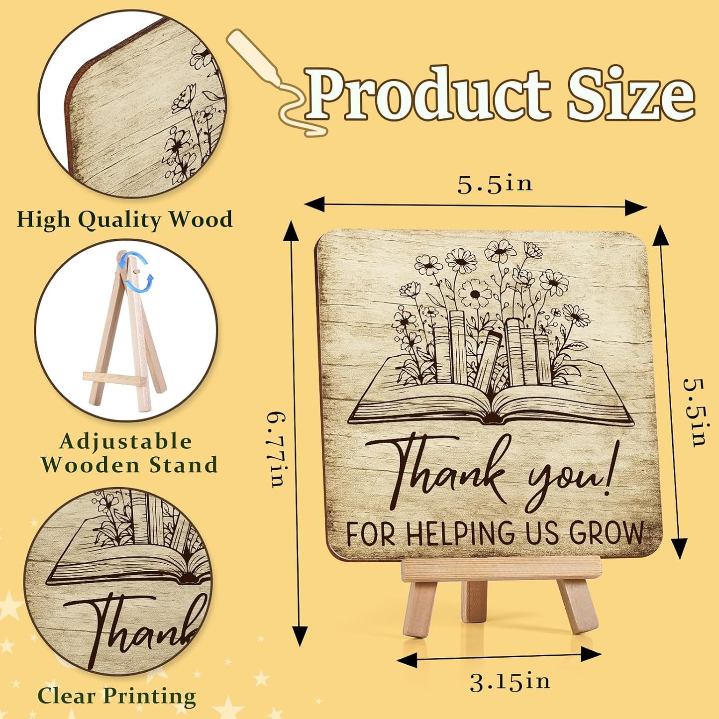 Funny Desk Shelf Decor, Thank Helping Grow Decorative Display | Thank Helping Grow Decorative Sign, Gag Gifts for Friends, White Elephant Gifts for Adults, Easel Sign BST326L