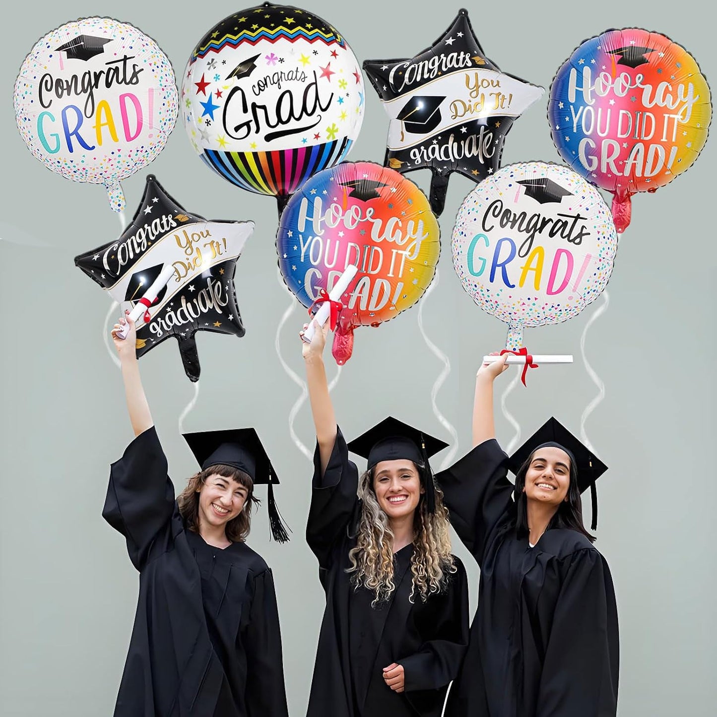 Congrats Grad Balloons - 4D Graduation Balloons for Graduation Decorations 2026 - Grad Balloon for Class of 2026 Decorations - Congrats Grad Party Decorations Supplies WN420