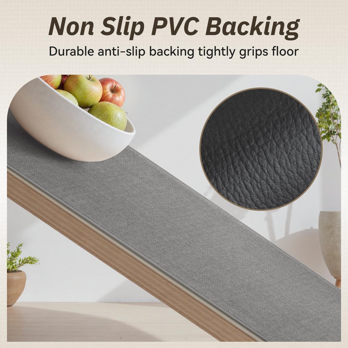 PADOOR Kitchen Mats for Floor-Anti Fatigue Kitchen Rugs Non Slip Washable Super Absorbent, Soft Durable Woven Kitchen Sink Rug Easy to Clean, Comfort Kitchen Floor Mat for Sink Laundry 17"x30" Grey BST220