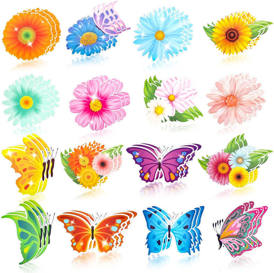 Konsait Flower Butterfly Cutouts,Spring Bulletin Board Decorations Set 48 Pcs Spring Flower Paper Butterflies Decor for Classroom Home Office,16 Designs BST326L