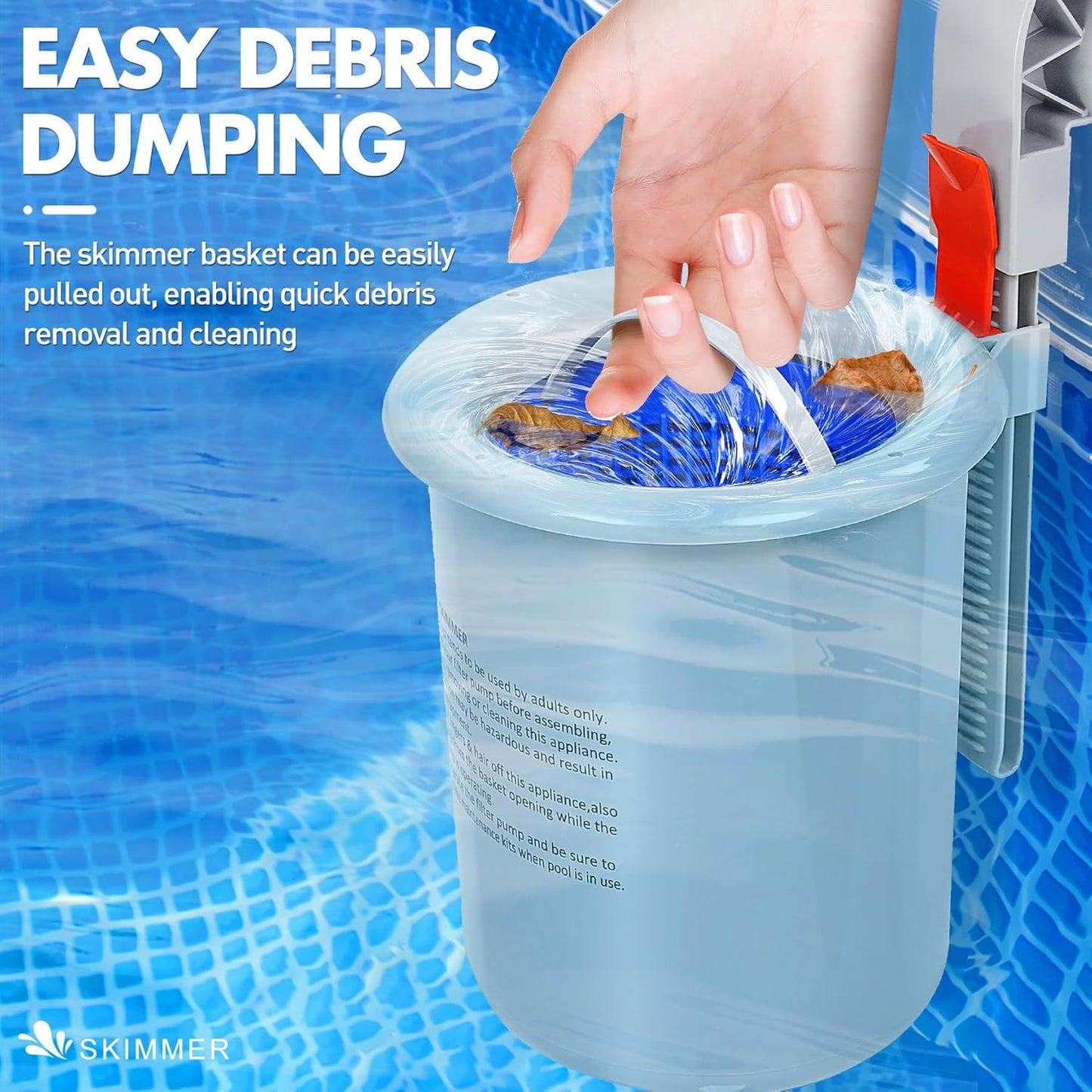 DeeprClean Above Ground Pool Surface Skimmer, Automatic Pool Skimmer for Top of Water N3233