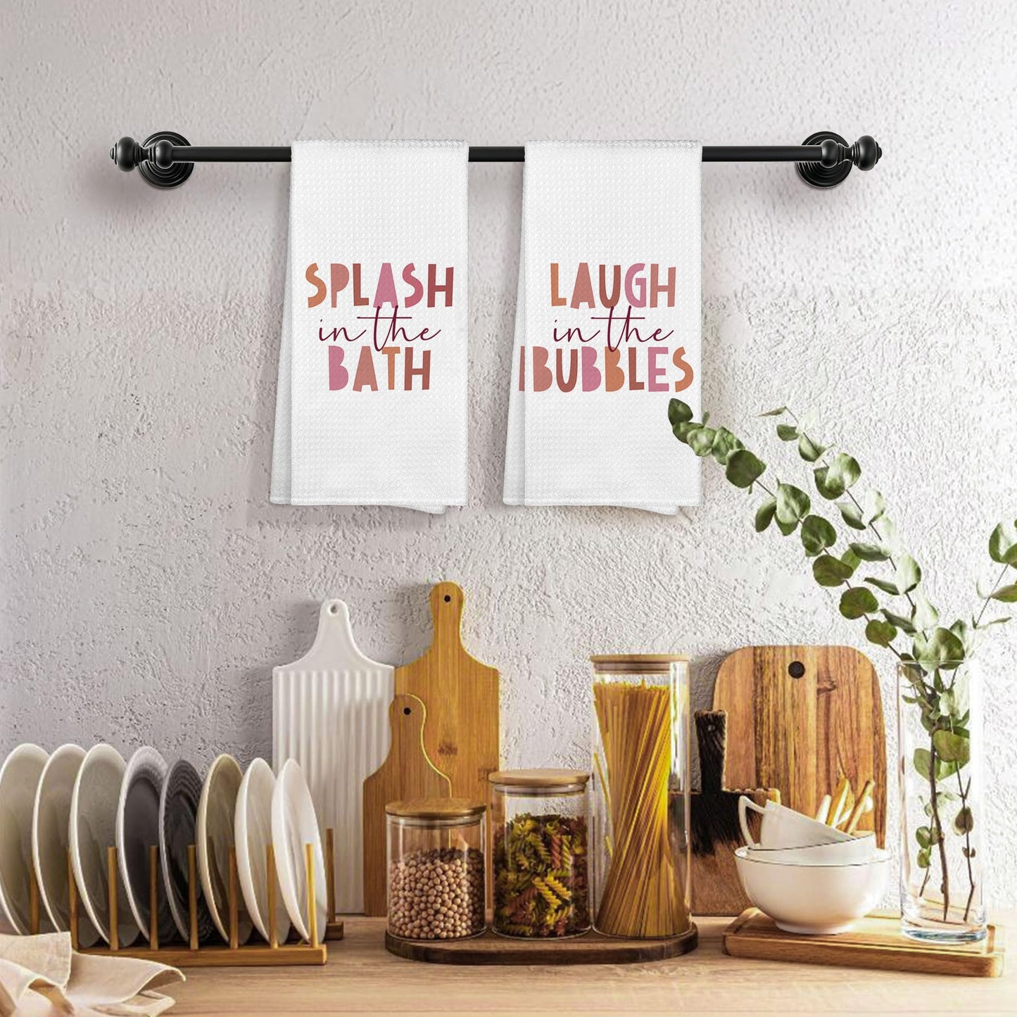 Kids Nursery Bathroom Decor Hand Towels 16x24 Set of 2, Wash Hands Brush Teeth Decorative Towels Gifts for Kids Baby Toddlers, Boho Flush Toilet Bathroom Kitchen Hand Towel Decor BST220