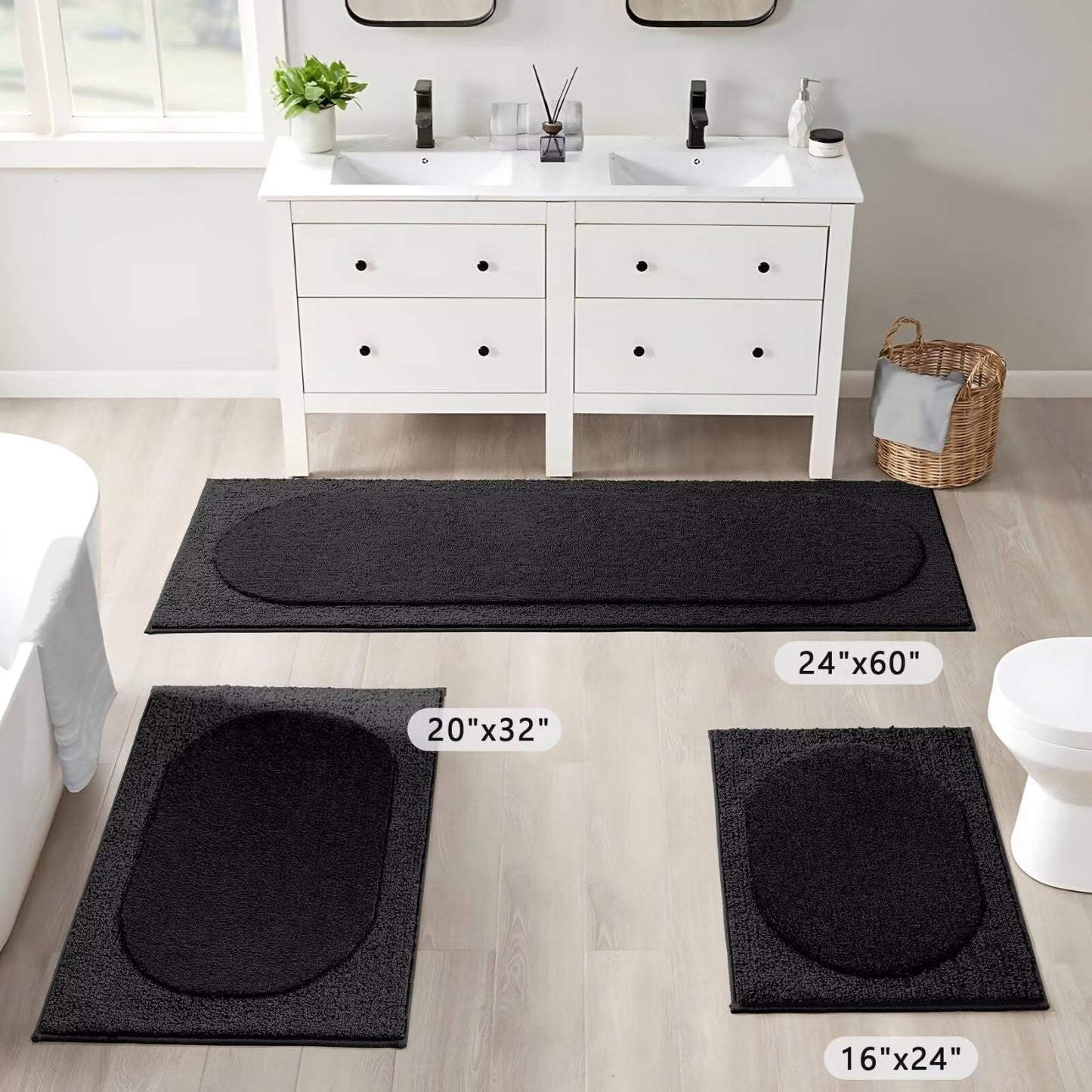 DEXDE Bathroom Rugs Non-Slip Mat for Bathroom Floor Shower,24x16 Beige | Thick Soft Absorbent Bath Mat, Quick Dry Microfiber Rug, Machine Washable Shower Floor Bathroom Mat Home Decor Accessories BST220