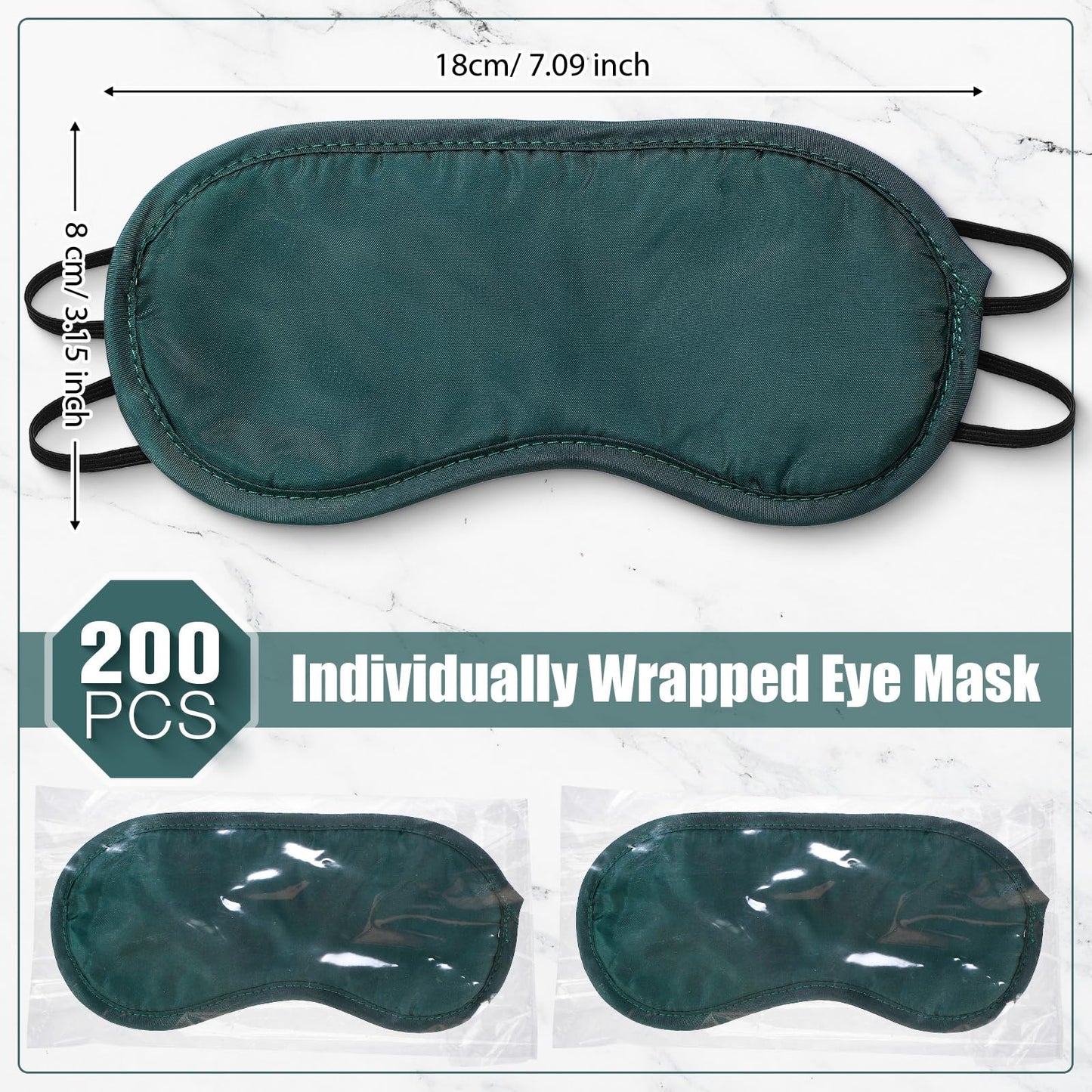 Tarpop 200 Pcs Eye Mask Sleeping Blindfold Eye Cover with Adjustable Strap for Games Party Team Building Travel Individually Wrapped Sleep Mask for Women Men (Blue)