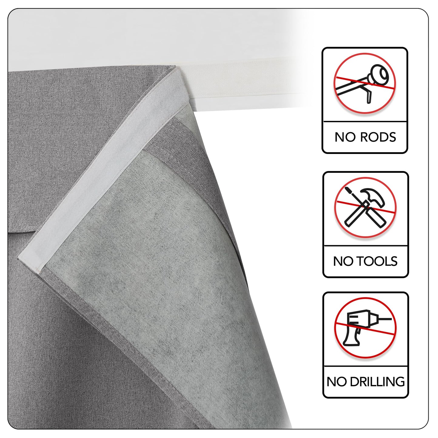 RYB HOME Grey Classroom Door Linen Curtain for Small Window, 100% Blackout Shades Lightweight for French Door Window, W 8 x L 36 Room Darkening Privacy Curtains Tie up Shade, 1 Panel BST220