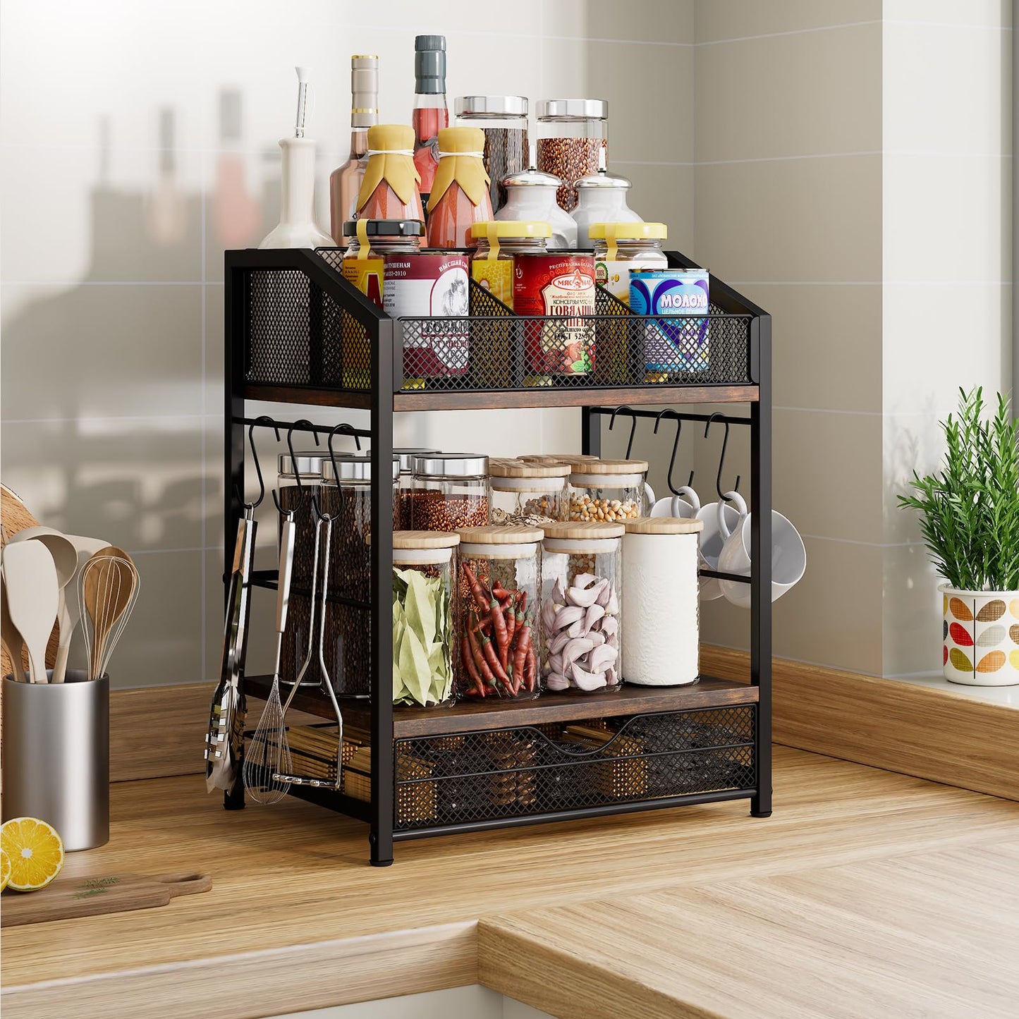 Homsorout Coffee Bar Organizer - Countertop Coffee Station N28
