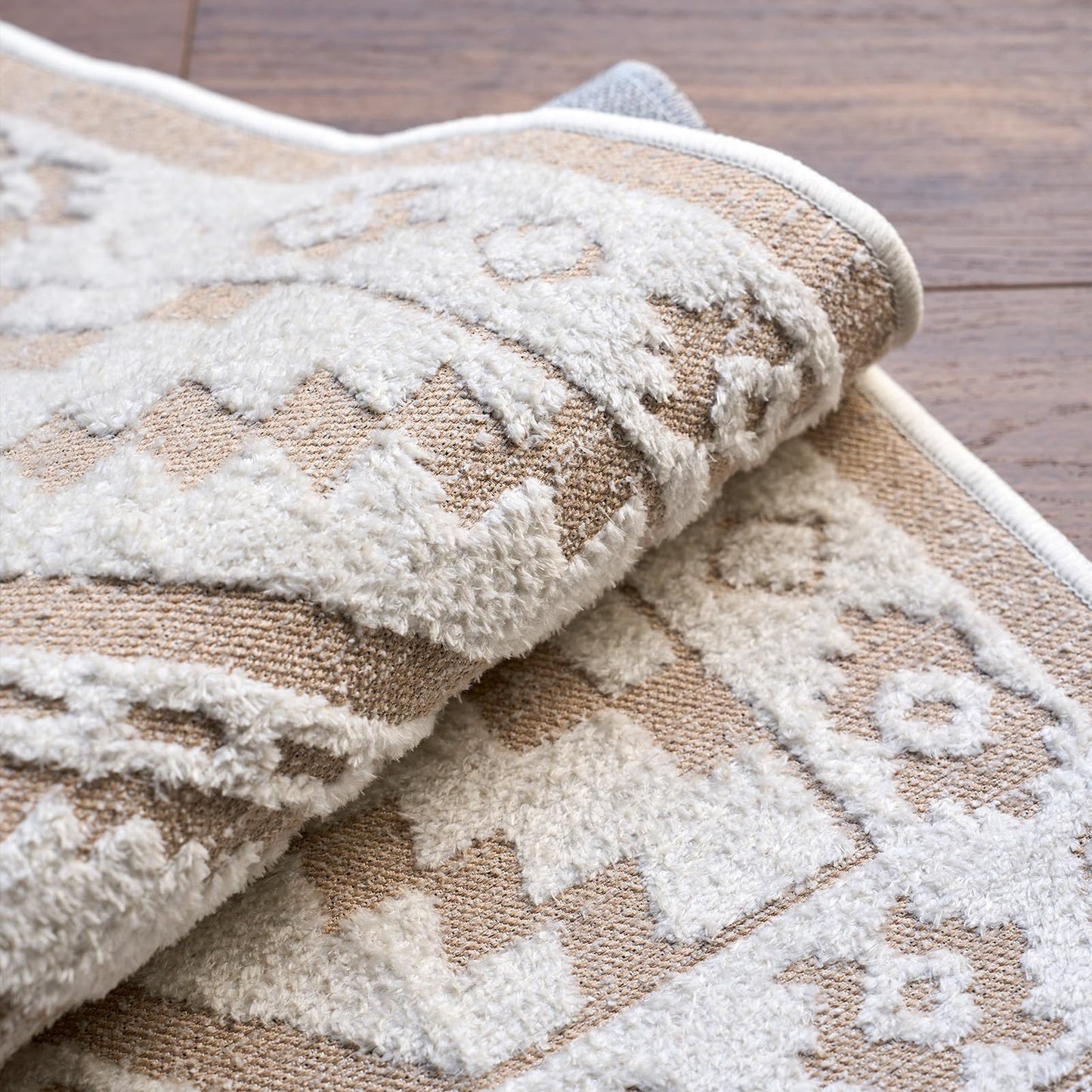 Moroccan Washable Area Rug 3x5, Geometric Tribal Decorative Woven Rug, Non-Slip Boho Farmhouse Soft Low-Pile Area Rug for Living Room Bedroom Nursery Dining Table, Dark Brown/White BST326H