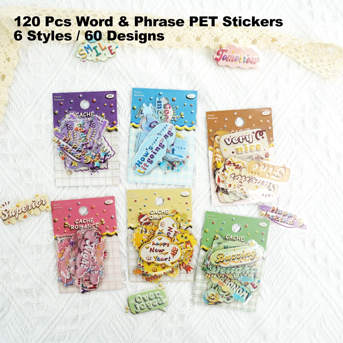 180 Pcs Clear Loop Arrow PET Stickers for Scrapbook Journal BST202