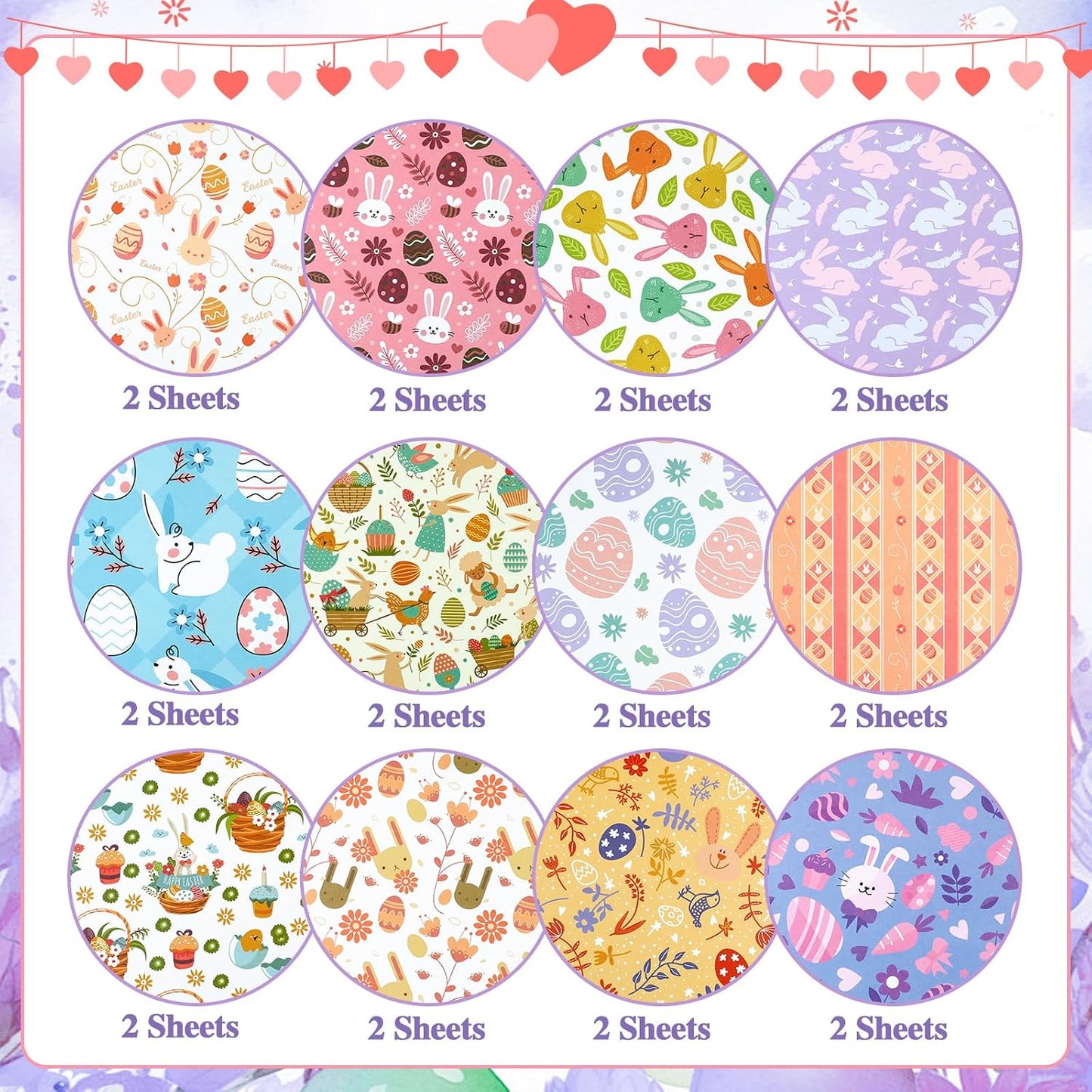 Konsait 24 Sheet Spring Easter Pattern Paper Bunny Rabbit Egg Floral 6x6 Scrapbook Paper Spring Decorative Cardstock Easter Supplies for Diy Making Greeting Cards and Decorating Photo Albums BST326L