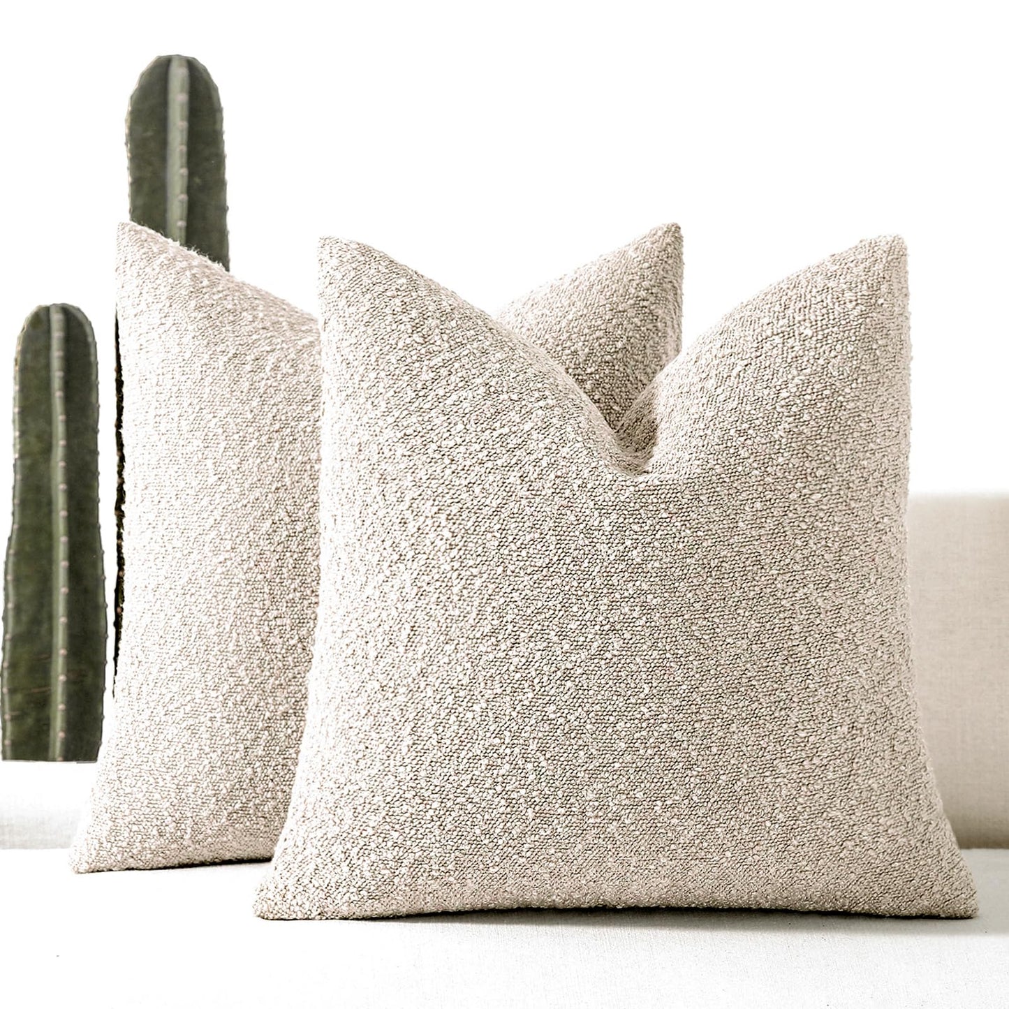 18x18 Boucle Throw Pillow Covers, Set of 2, Camel BST202