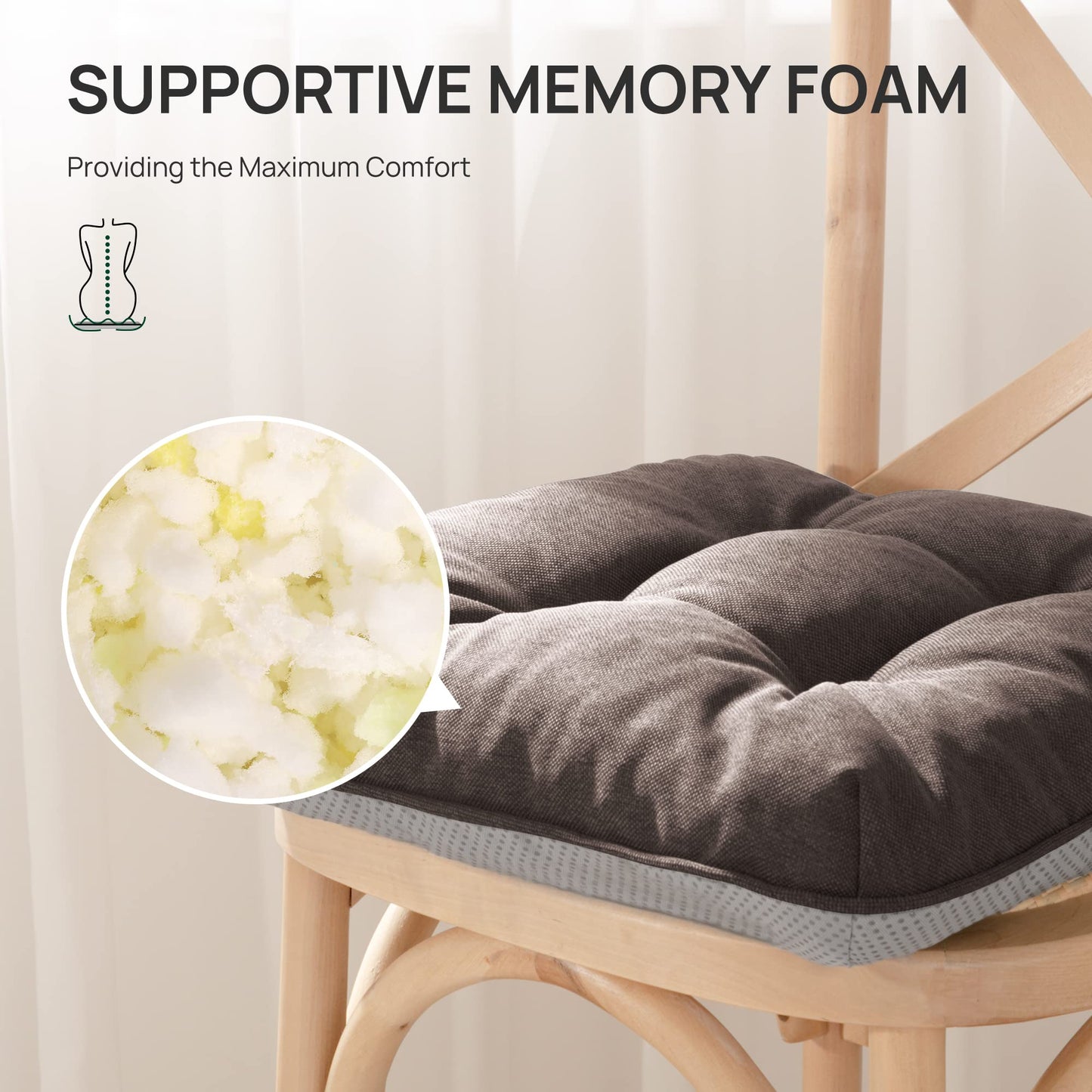 Love's cabin Memory Foam Chair Cushions Set of 4, 15.5"x15.5"x3.5" Indoor & Outdoor Seat Pads for Dining, Kitchen, Office, Patio Chairs - Green BST220