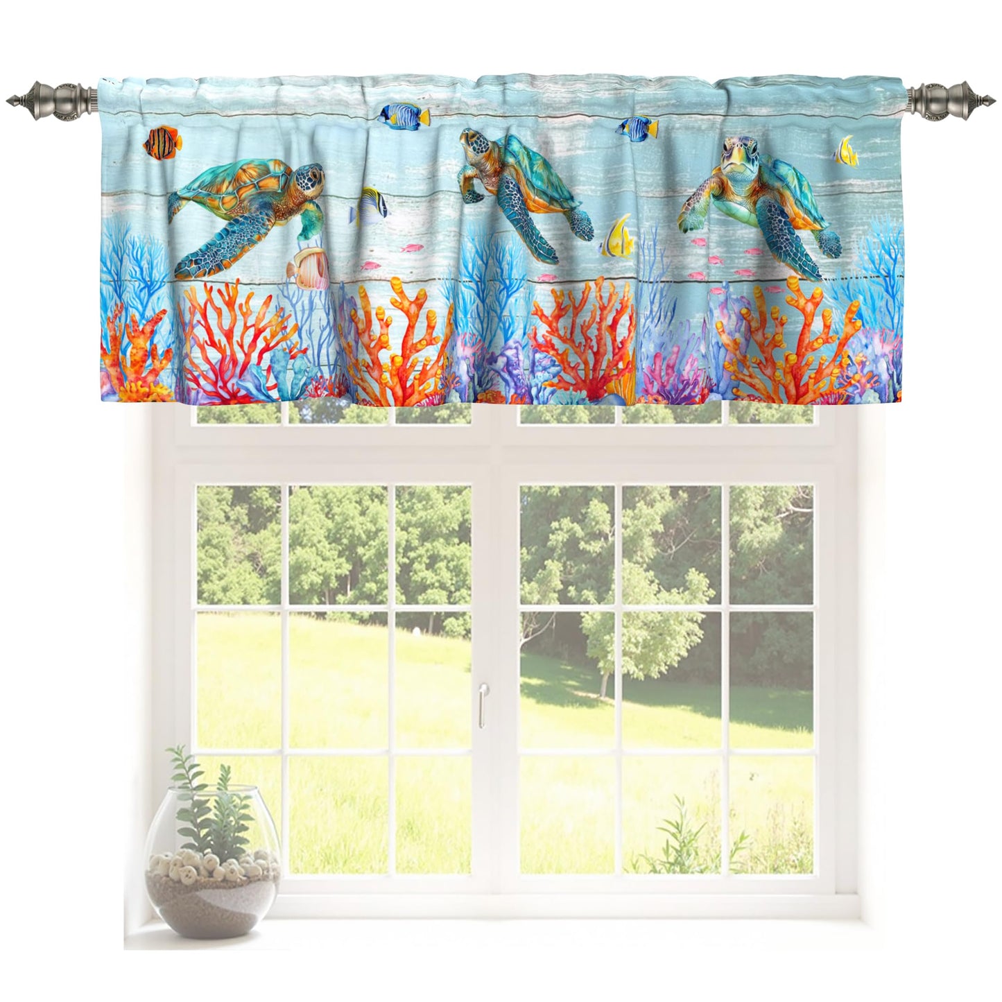Patriotic Valance for Kitchen 2 Pack 54"x18" American Flag Curtains for Windows Red White Blue Stars 4th of July Independence Day Eucalyptus Leaf Window Treatment Rod Pocket Valance for Home Decor BST326L