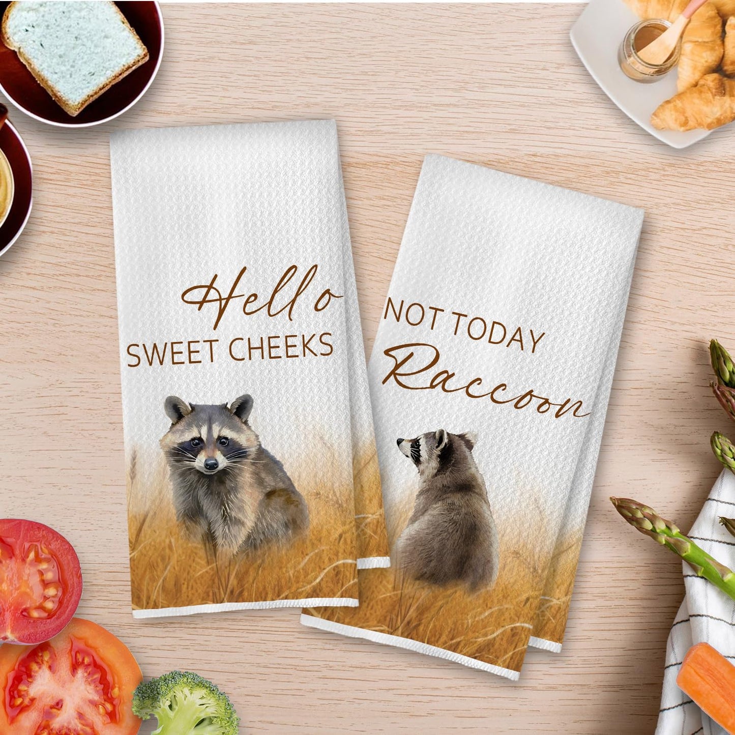 Raccoon Gifts Bathroom Towels Set - Raccoon Gifts Decorative Hand Towels, Hello Sweet Cheeks Bathroom Decor, 16x24 Inches Set of 2 BST220