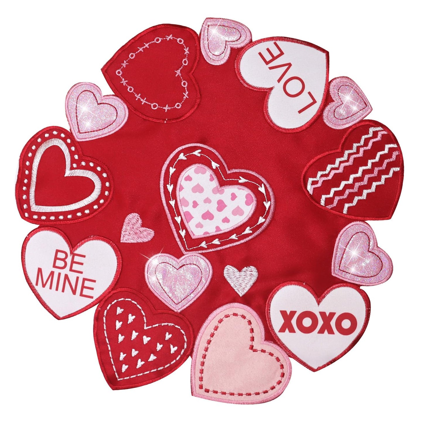 Valentines Table Runner Embroidered Red Love Heart Pink Valentines Day Runner for Table Decorations 54 inches Long Sparkle Cut Out Wedding XOXO BST202