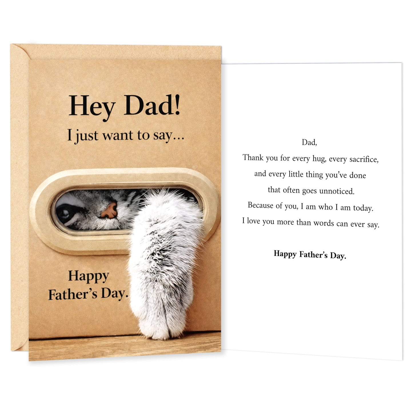 Funny Fathers Day Card for Dad, Father's Day Cards Gifts Decorations from Daughter Son, Happy Fathers Day Card from Cat, Cute Cat Dad Father's Day Decorations Gifts BST220