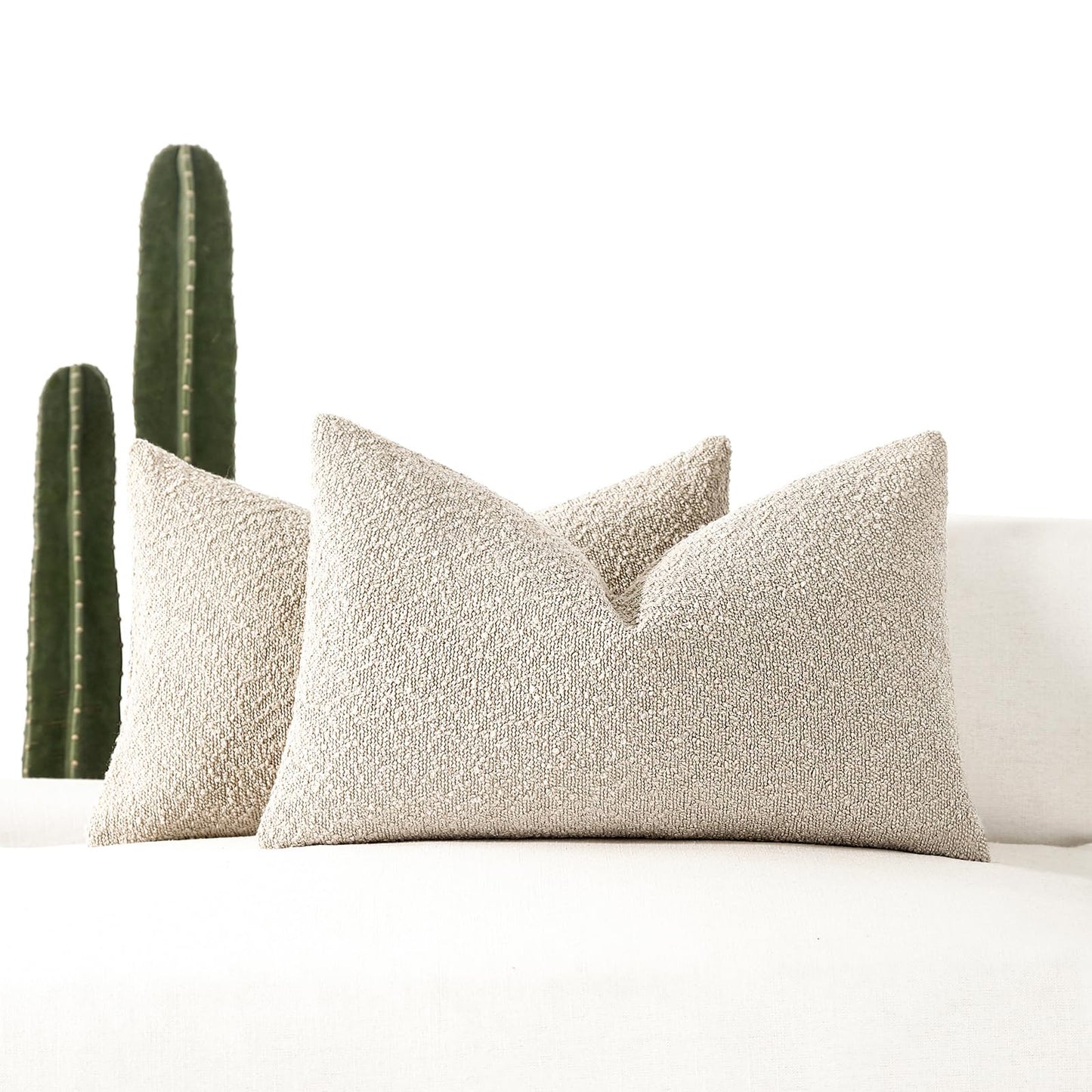 18x18 Boucle Throw Pillow Covers, Set of 2, Camel BST202