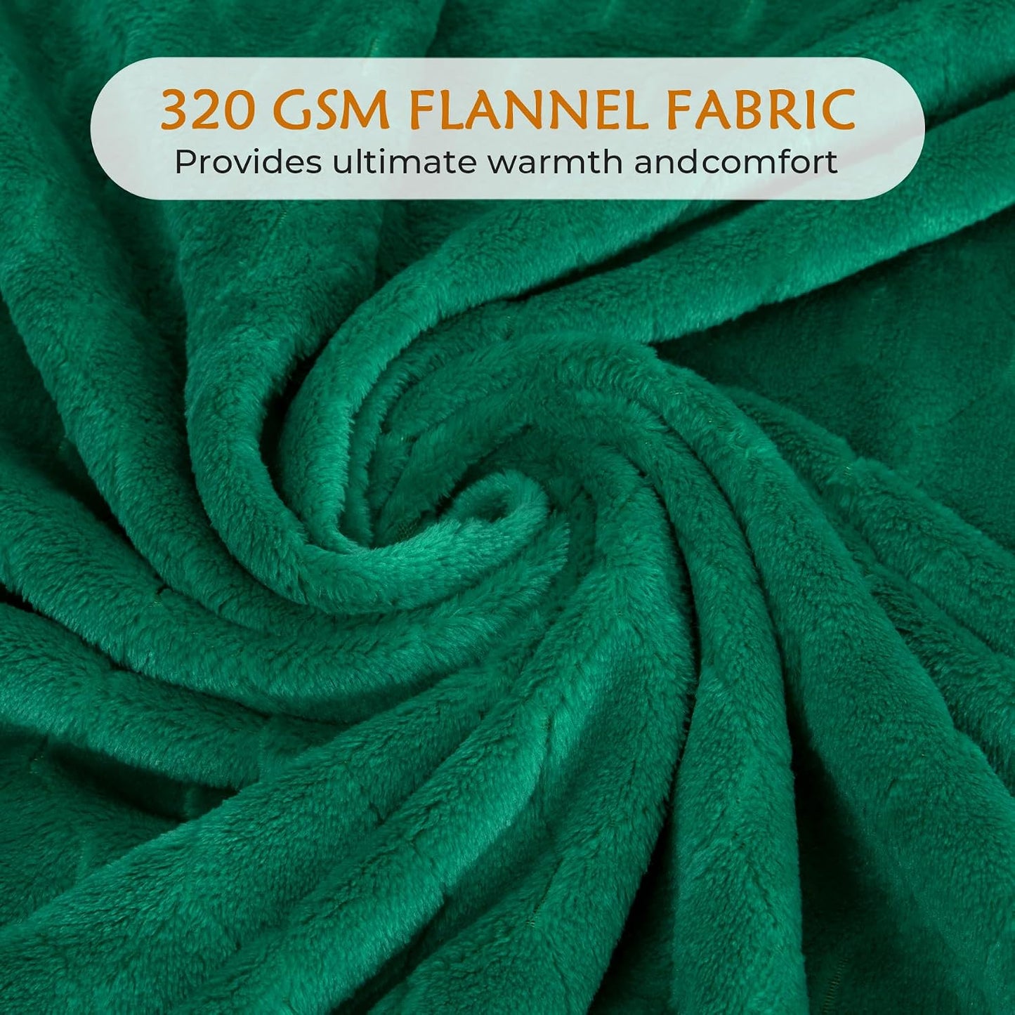 TOONOW Fleece Blanket Super Soft Cozy Throw Blanket 50" x 60", Lightweight Fuzzy Comfy Textured Flannel Blanket Warm Plush Throw Blankets for Couch, Sofa, Bed, Emerald WN420