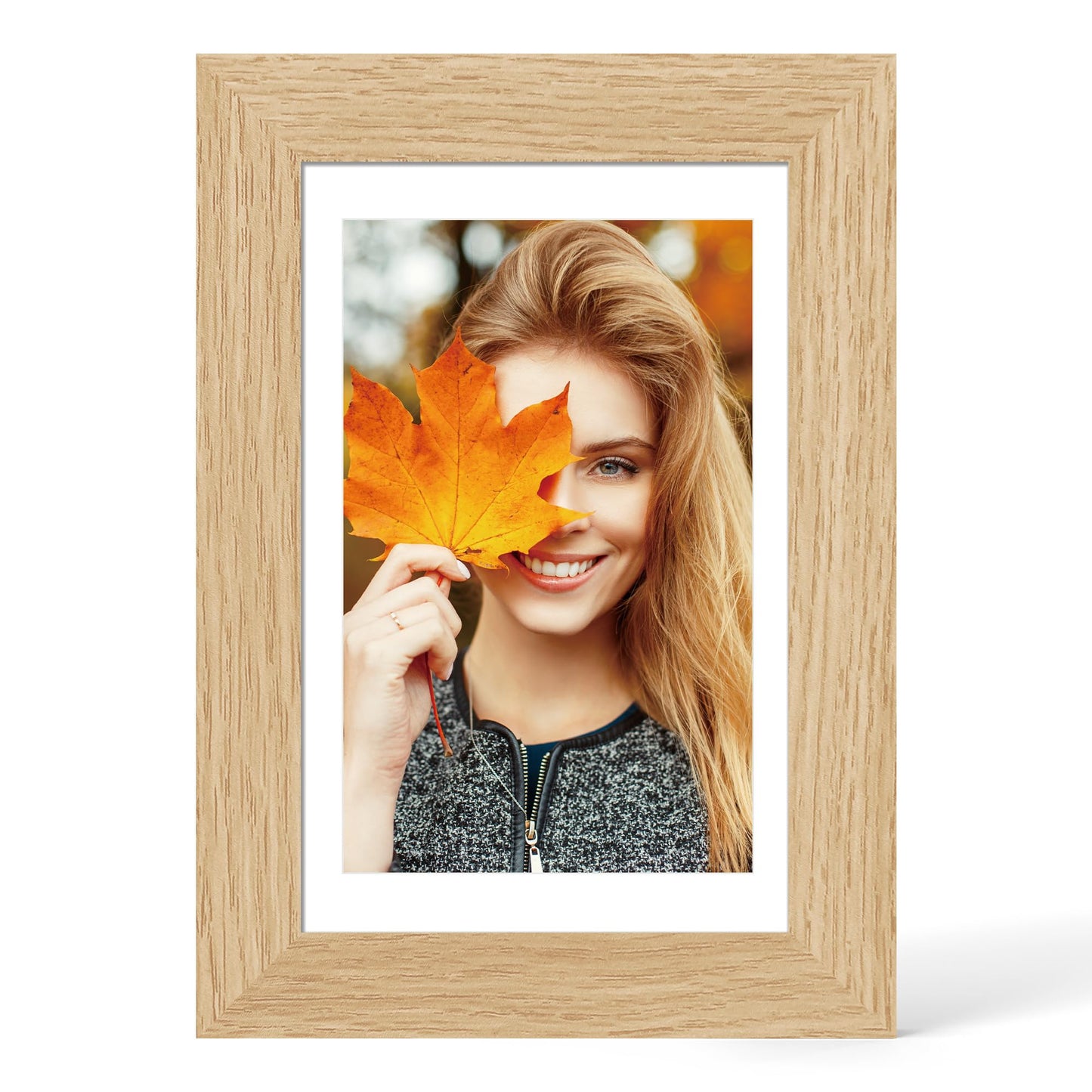 YESKAY 12x16 Picture Frame - 12 x 16 Photo Frame Made of Solid Oak Wood and Real Glass,Display Picture 4 Opening 5x7 with Mat or 12x16 Without Mat for Wall Mounting(Color Walnut) BST326H