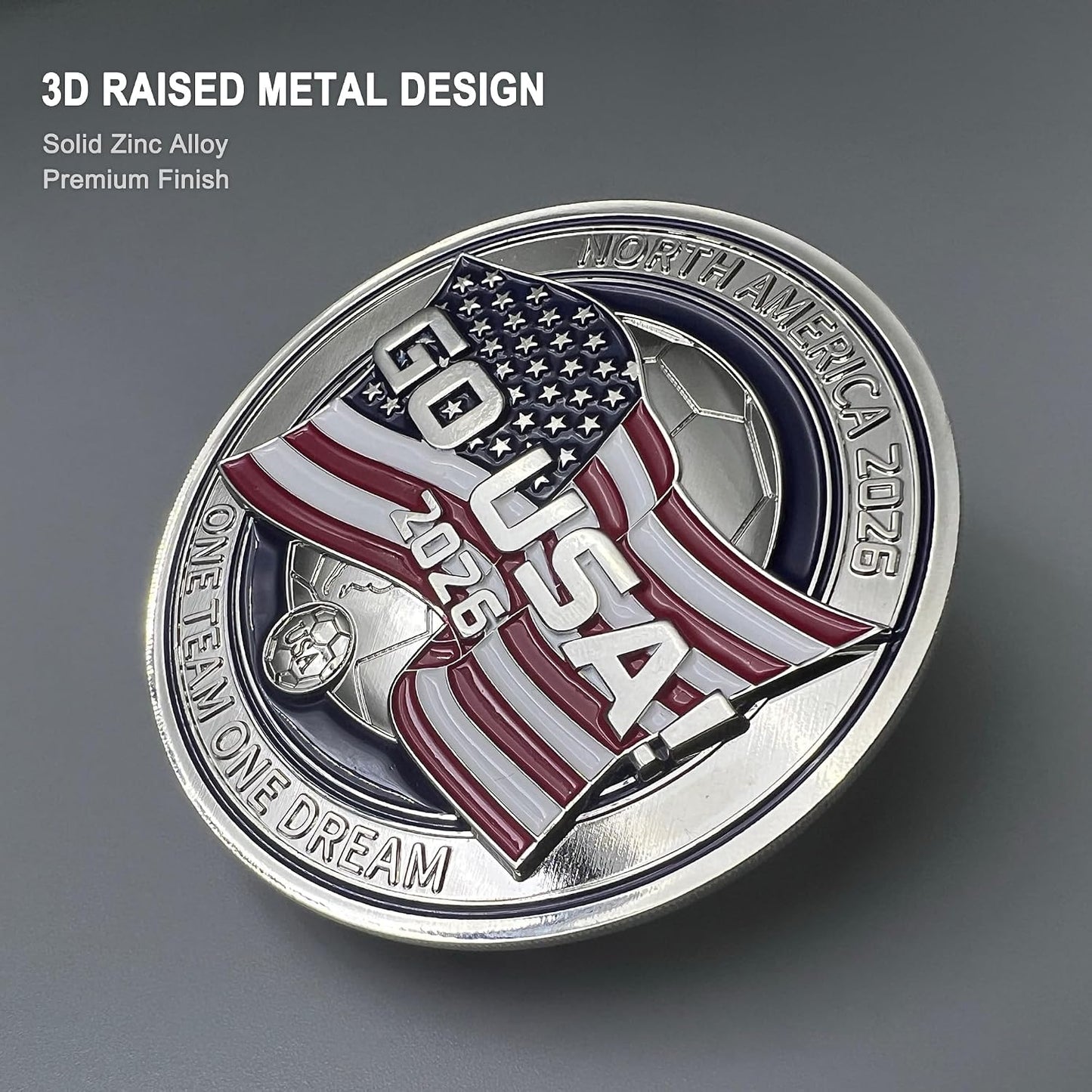 VINREAL GO USA Soccer Fridge Magnet, 3D Zinc Alloy Gift Box | 3D zinc alloy fridge magnet for USA soccer fans, watch parties, lockers, offices, and game-day gifting. BST202