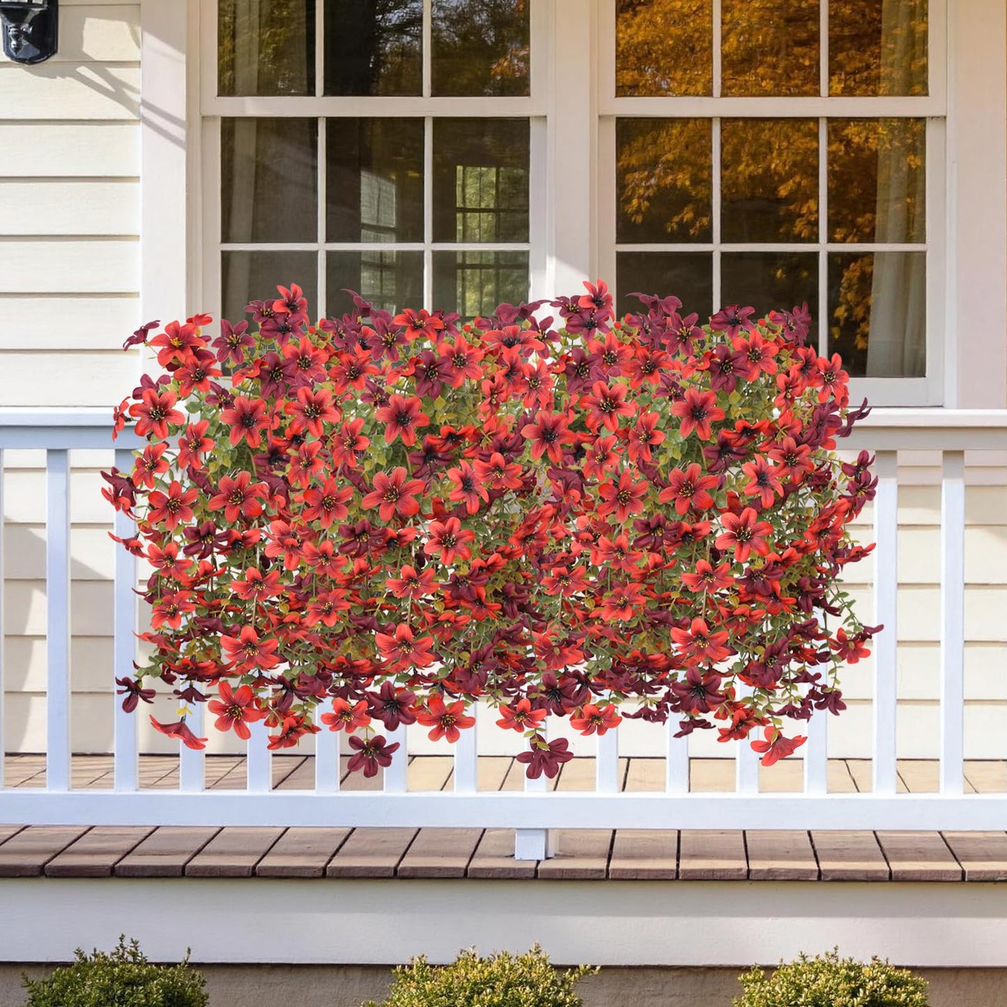 Artificial Flowers for Outdoor Faux Flowers for Plant Pot Spring Decoration | 2 Pcs Faux Hanging Plants UV Resistant Look Real Outside Home Garden Porch Patio Entrance Courtyard Decor BST326H