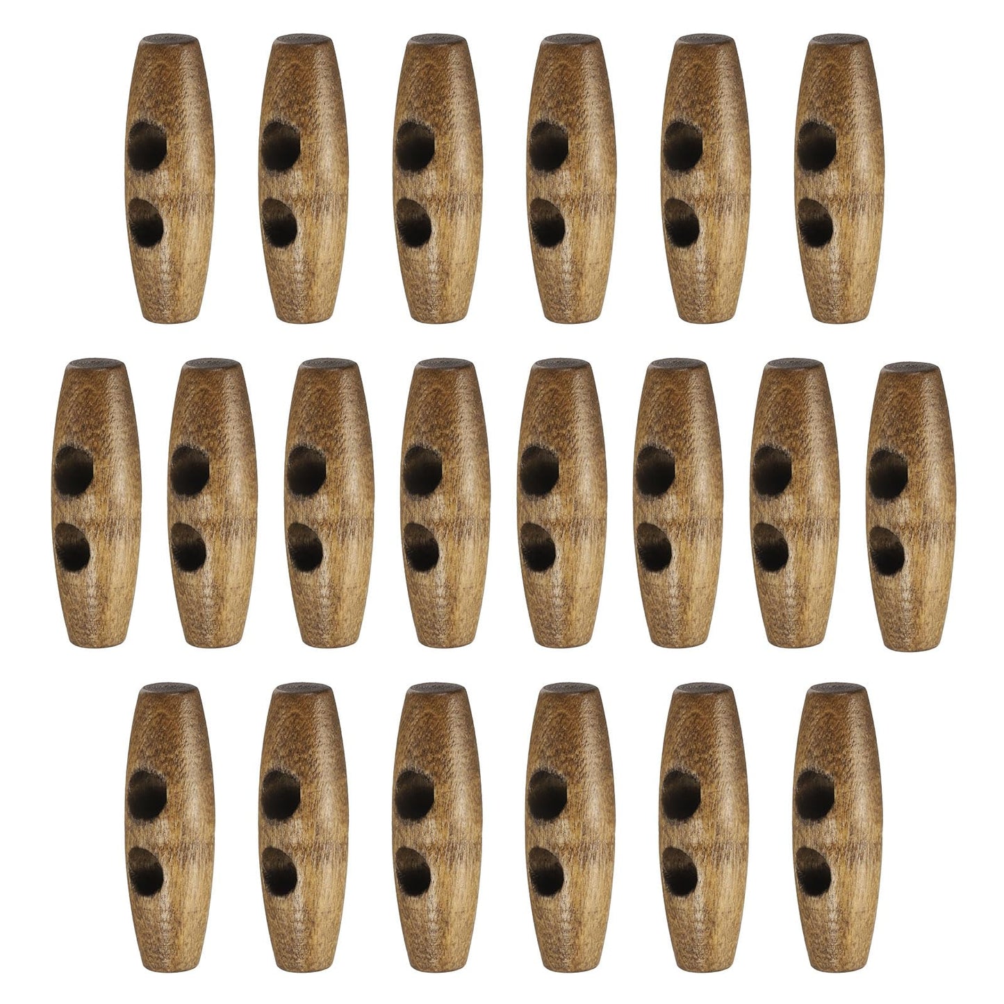 HARFINGTON 60mm / 2.4" Wooden Toggle Buttons 20pcs 2-Hole, Maroon | Wood Olive Sewing Buttons Horn Oval Buttons Sewing Accessories for Coat Sweaters Clothing DIY Craft BST326L