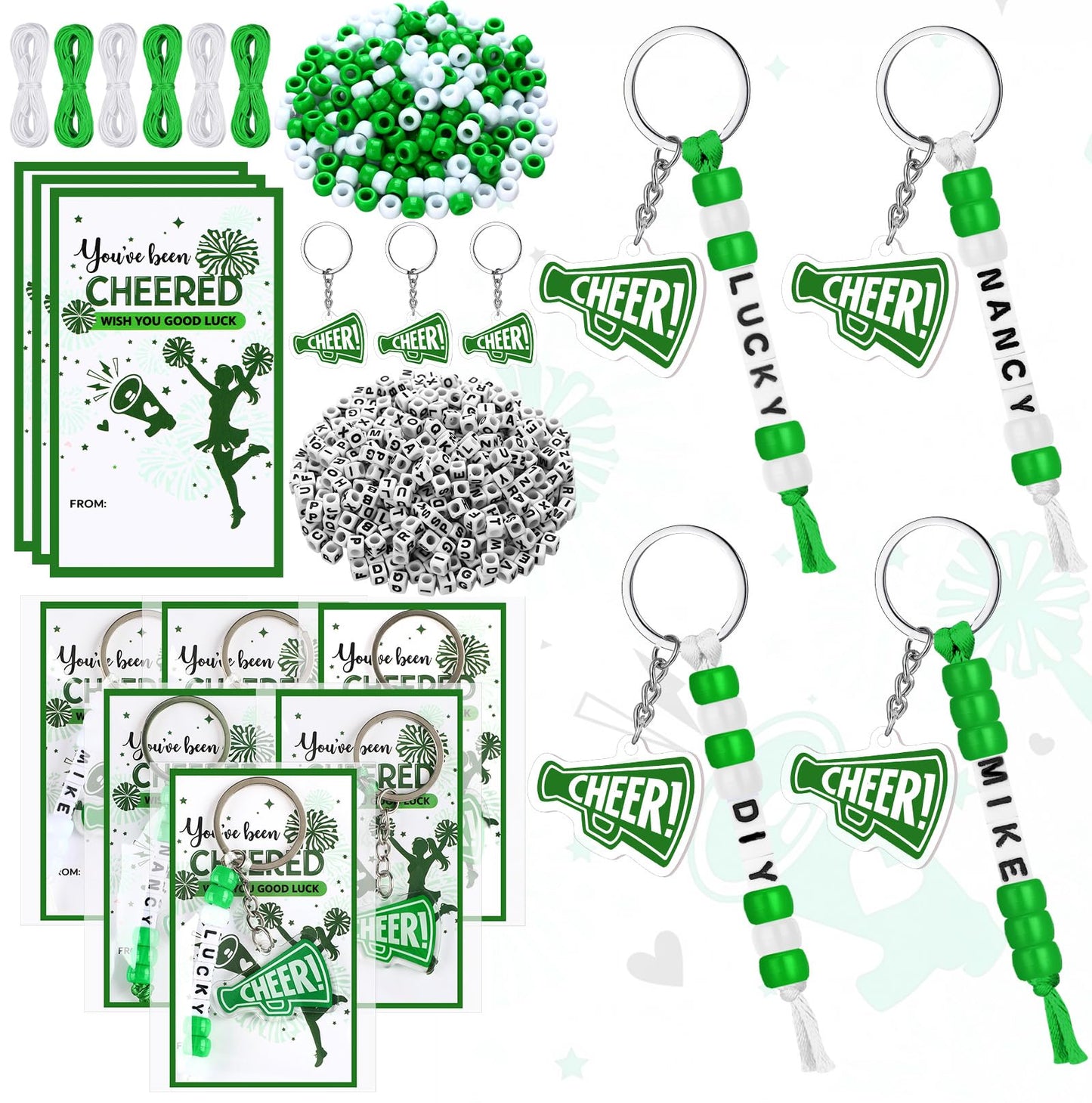 Suncalla 984 Pcs 24 Set Dinosaur Nugget Keychain Making Kit DIY Valentine's Key Chain Crafts Bead Adjustable Letter Beads Cards Strings Kit Gift Backpack Accessories Party Favors(Cute Color) WN420