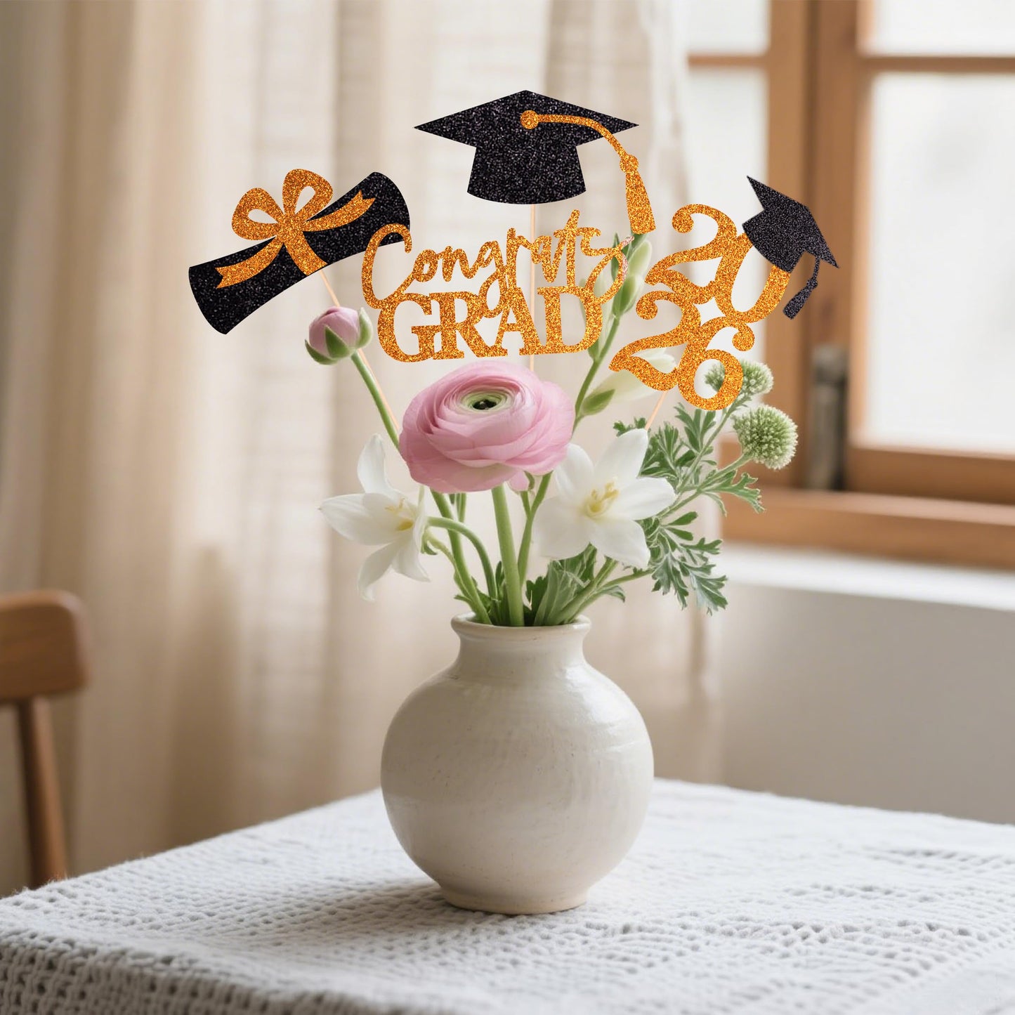 Graduation Centerpieces Class of 2026, 16 PCS Red Blue Double-Sided Table Toppers, Congrats Grad Party Decorations Supplies (Set of 4 Designs) WN420