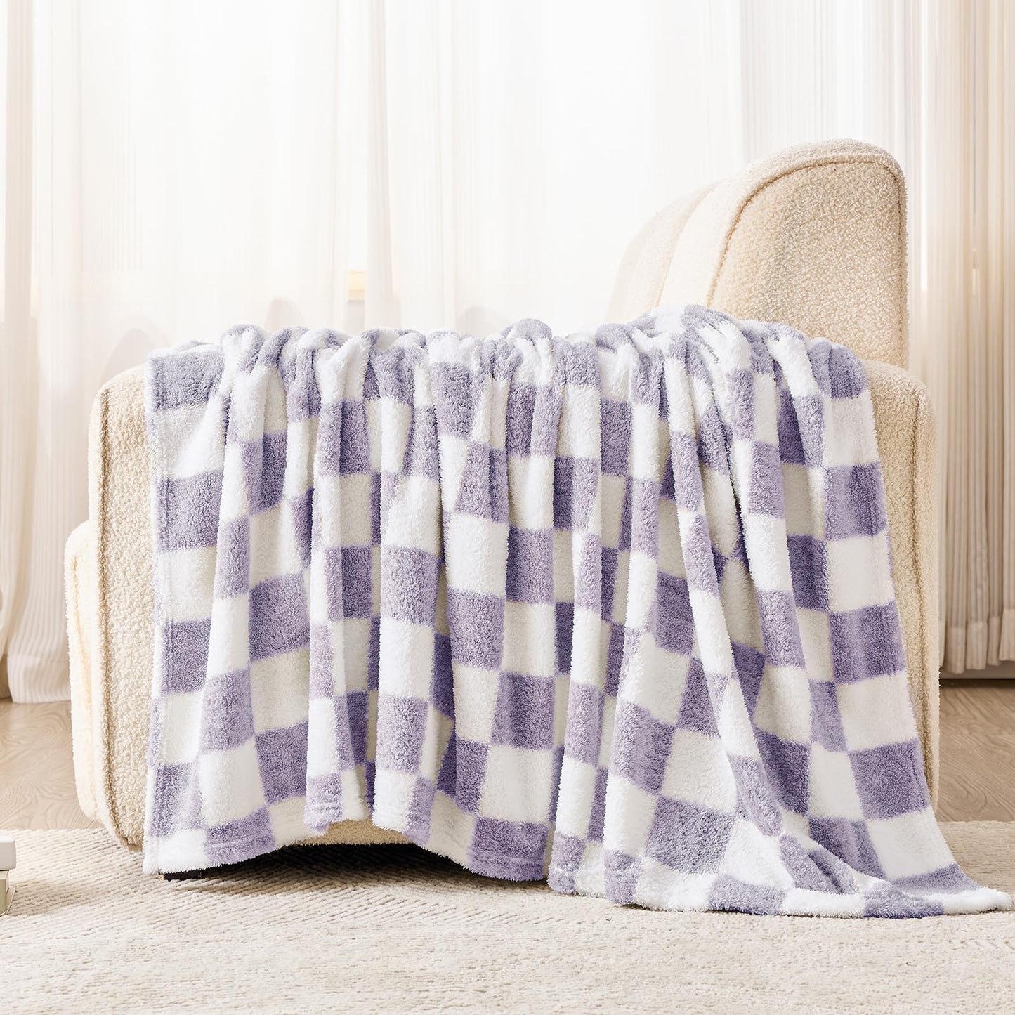 EMME Fleece Blanket, 3D Jacquard Throw Blanket for Couch and Bed, Soft Cozy and Fluffy Blankets Lightweight Luxury Flannel with Waffle Design (Navy Blue, 50" x 60") BST202