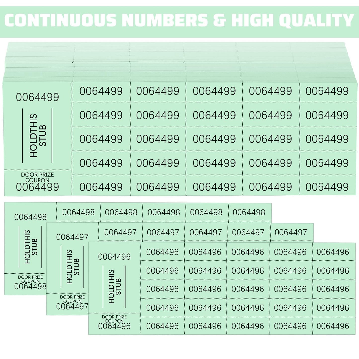Kosiz 504 Sheets 25 Bid Raffle Ticket with Different Numbers Per Sheet Chinese Auction Tickets for Events Church Basket Auction Silent (Light Green)