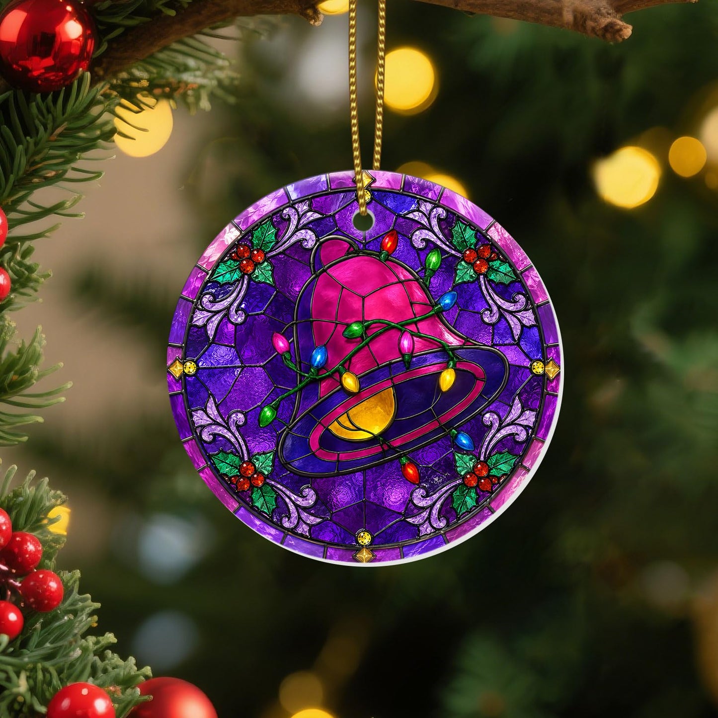 Stained Glass Snowy Owl Ornament – Artistic Ceramic Christmas Decoration for Bird Lovers, Holiday Keepsake Gift 2025 WN420