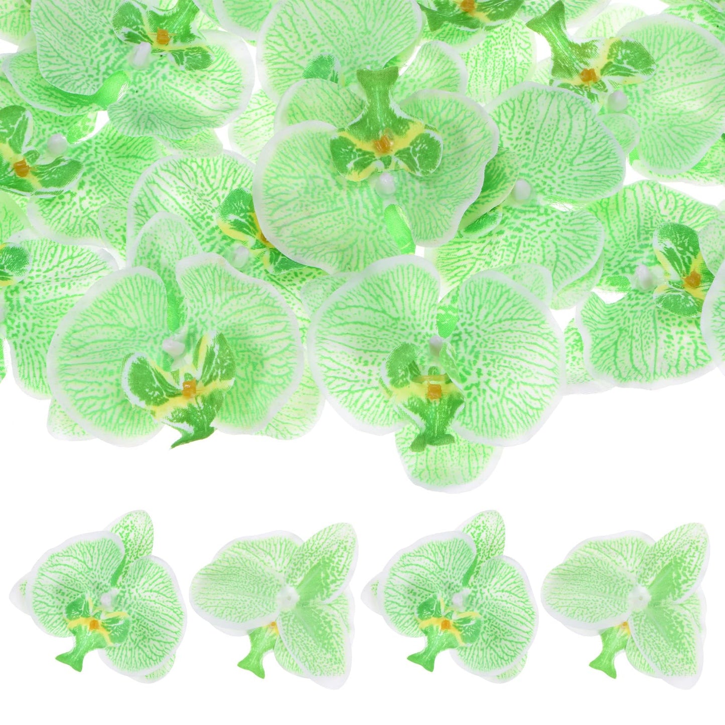 M METERXITY 20-Pack Artificial Orchid Flower Heads, Silk Faux Butterfly Flowers Head for Wedding/Bouquet/Bridal/Party Decor, Fake Phalaenopsis Petals Bulk [2.76 Inch, Dark Purple] BST220