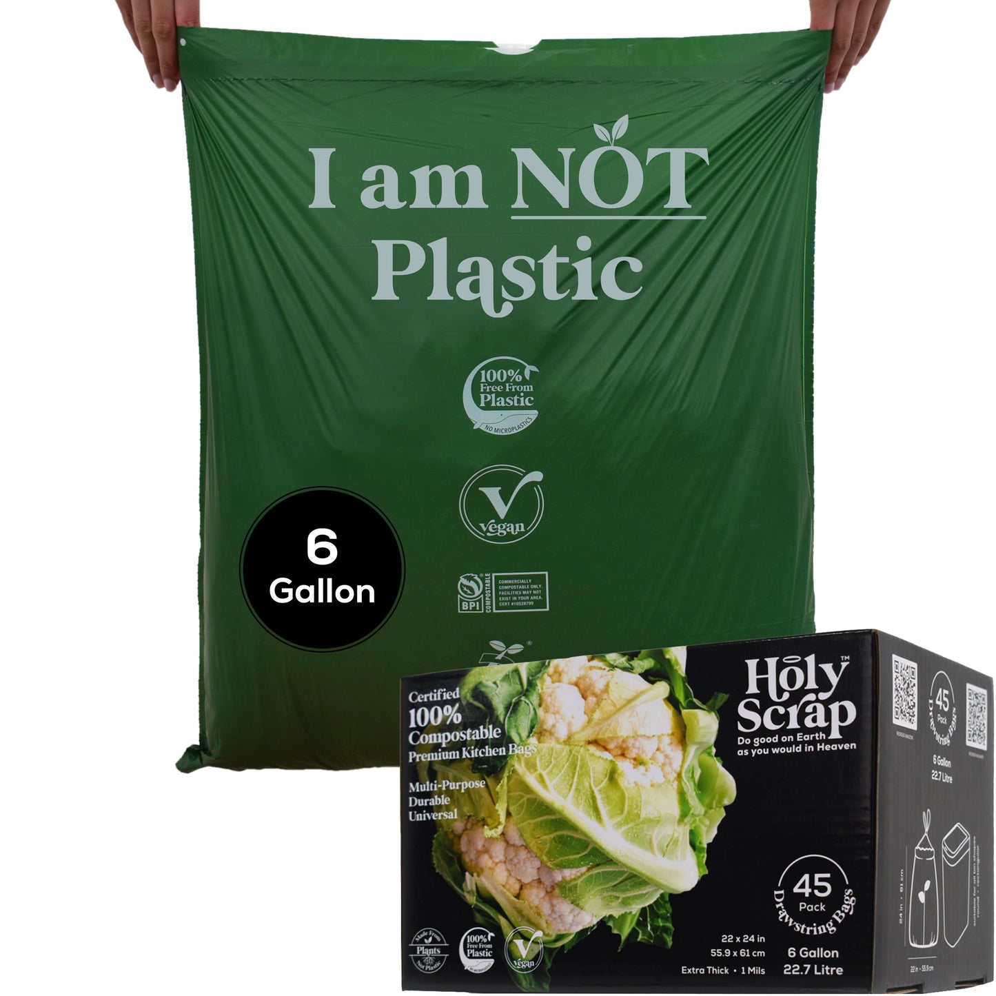 Small Compostable Trash Bags - 2.6 Gallon, 100 Pack, 100% Plastic-Free Decomposing Kitchen Food Waste Trash Can Bags & Liners, Thick Countertop Garbage, Bathroom & Bio Bin Bags