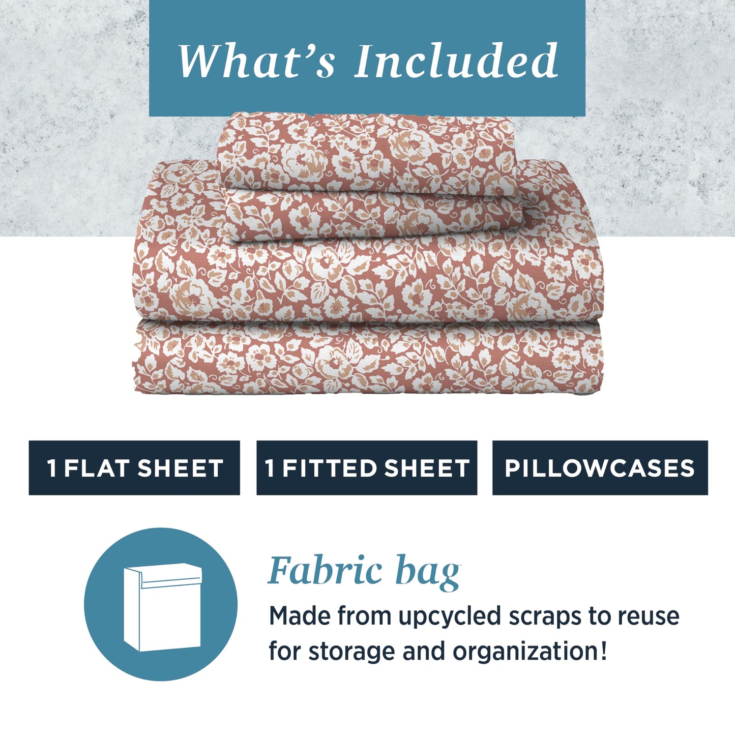 Welhome Twin Size Bed Sheet Set, 100% Cotton Percale Deep Pocket Super Soft Bedding Set, Cooling, Breathable & Extra Soft, Ethereal Paisley BST220