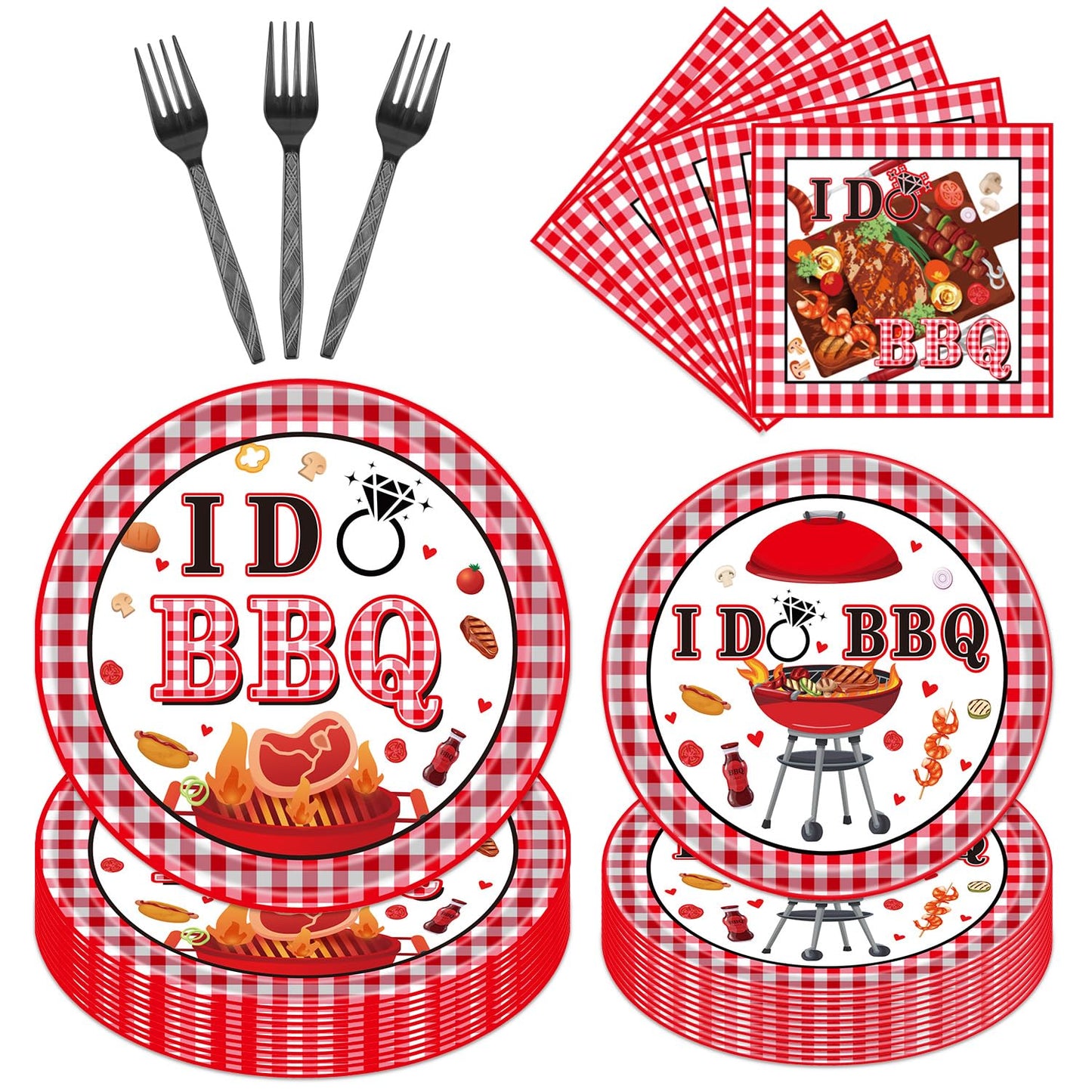 Gameza July Christmas Party Decorations Tableware, 96PCS There's Some Hohoho's in July Disposable Paper Plates and Napkins Decoration, Summer Xmas Beach Forks Decor Supplies Serves 24 BST220