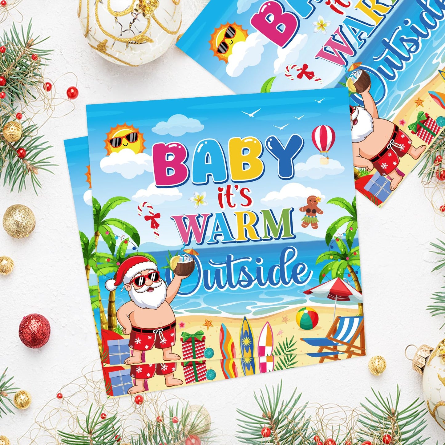 Gameza July Christmas Party Decorations, 50PCS There's Some Hohoho's in July Disposable Paper Napkins Decoration, Summer Xmas Beach Napkins Decor Supplies BST220