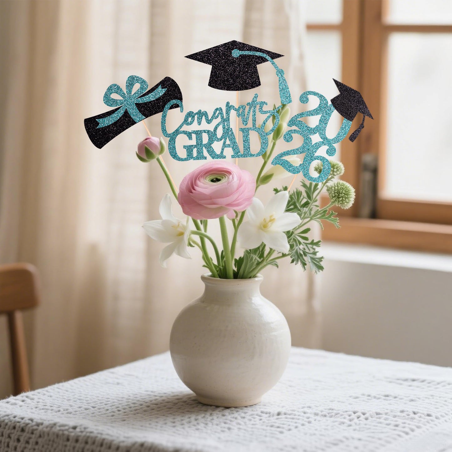 Graduation Centerpieces Class of 2026, 16 PCS Red Blue Double-Sided Table Toppers, Congrats Grad Party Decorations Supplies (Set of 4 Designs) WN420