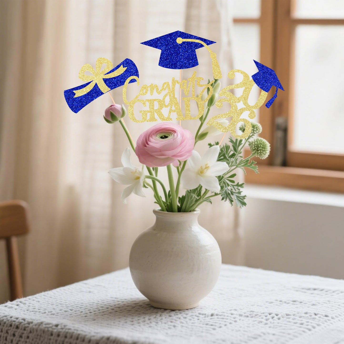 Graduation Centerpieces Class of 2026, 16 PCS Red Blue Double-Sided Table Toppers, Congrats Grad Party Decorations Supplies (Set of 4 Designs) WN420