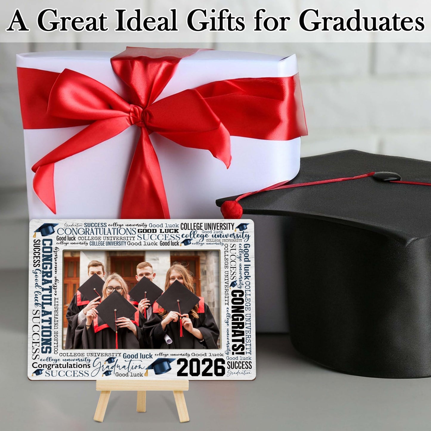 Graduation Picture Frame, 2026 Graduation Frames with Easel, 4x6 Photo Insert for Party Tabletop Display, Congrats Grad Gifts for Her Him High School College - B04 BST220