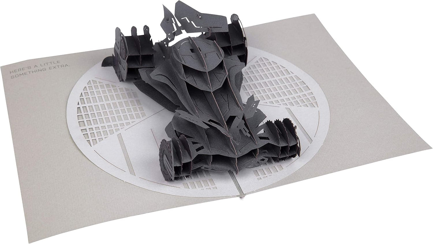 PopCraft DC Comics Batman Batmobile Pop-Up Greeting Card for Men, Displayable 3D for All Occasions - Blank Inside - Valentine's Day, Birthday, Holiday, Father's Day, Anniversary, Love - 5 x 7