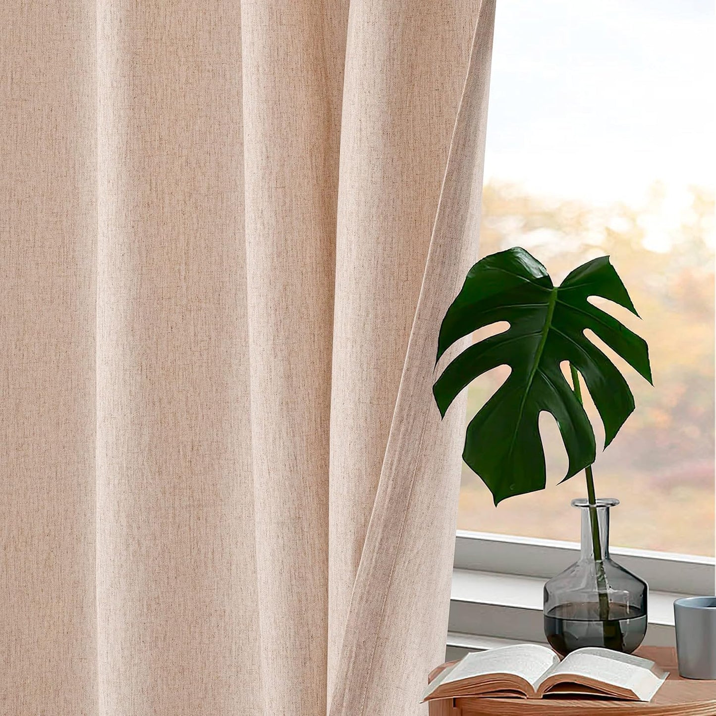 Bedding Craft Curtains 63 Inch Length - White Poly Cotton Slub Drapes with Tab Top, Set of 2, Ideal for Bedroom, Living Room, and Office_ 50x63 inch BST220
