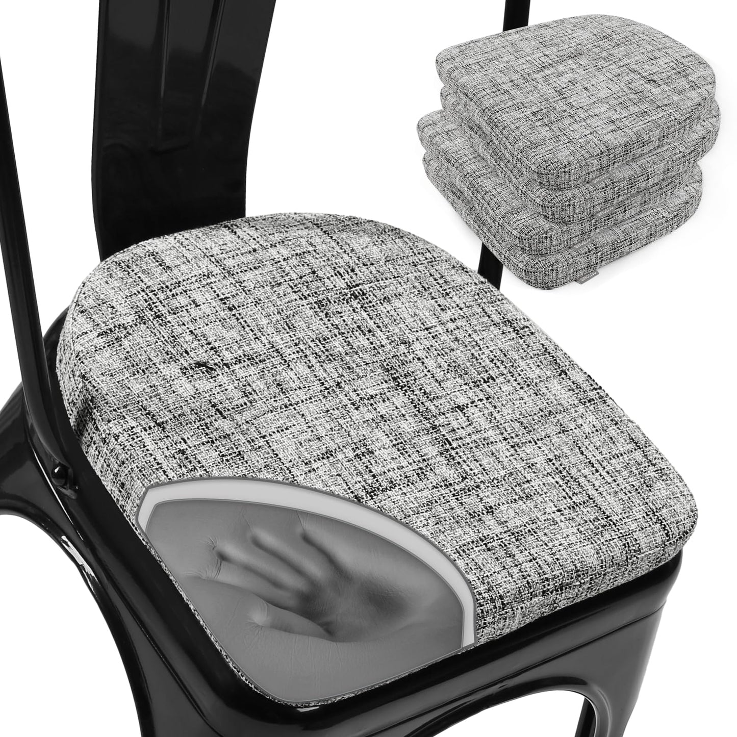 SINOSSO Memory Foam Bar Stool Cushions 4 Pcs, Modern Interwoven Style Magnetic Small Chair Pads Use for Cafe Bistro Stackable Metal Stool (Square, Red, 4) BST220