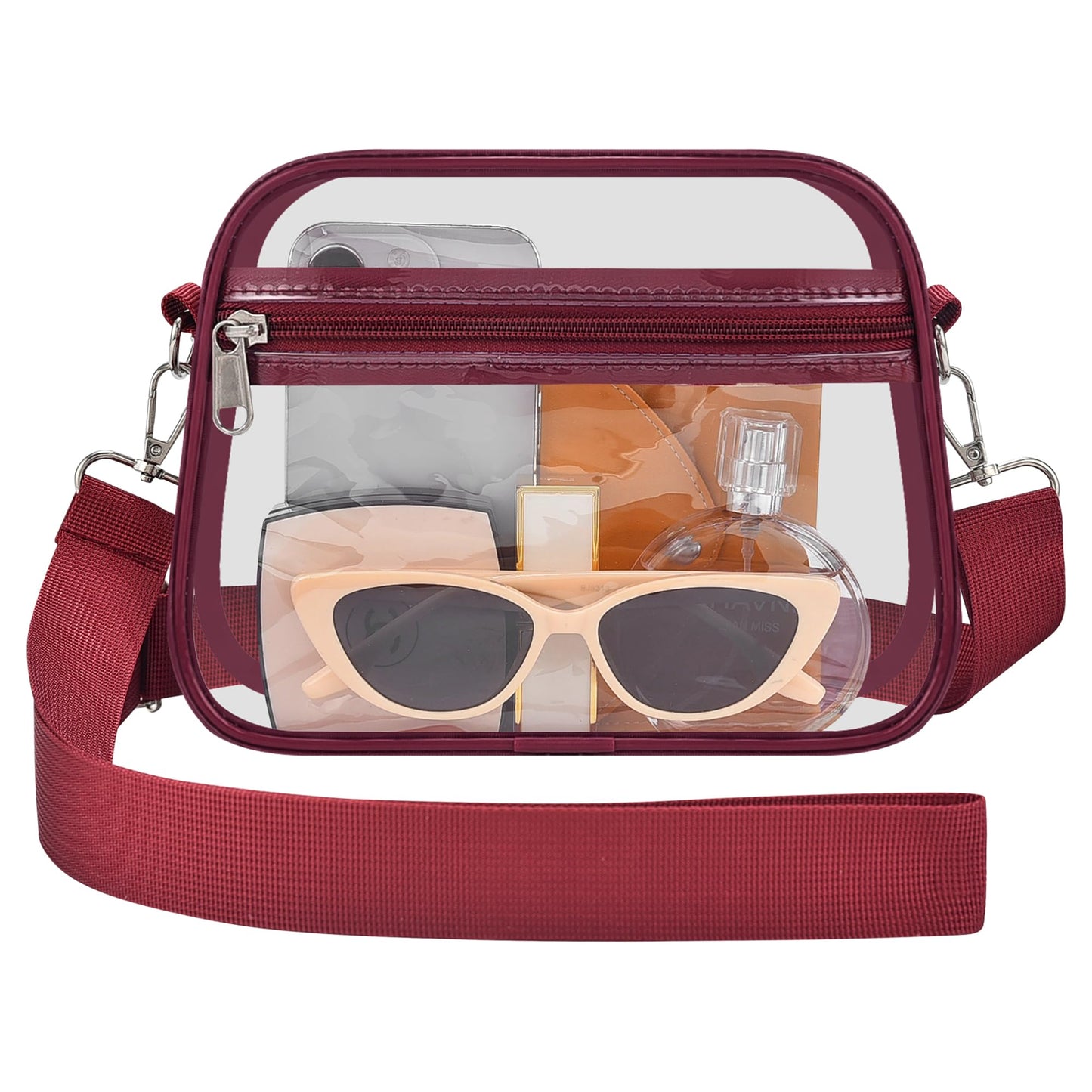 Clear Bag for Stadium Events Stadium Approved Women's Top-Handle Handbags | Mini Small Clear Bag Purse with Wide Adjustable Strap and Front Pocket for Sports Concerts, Festivals BST202