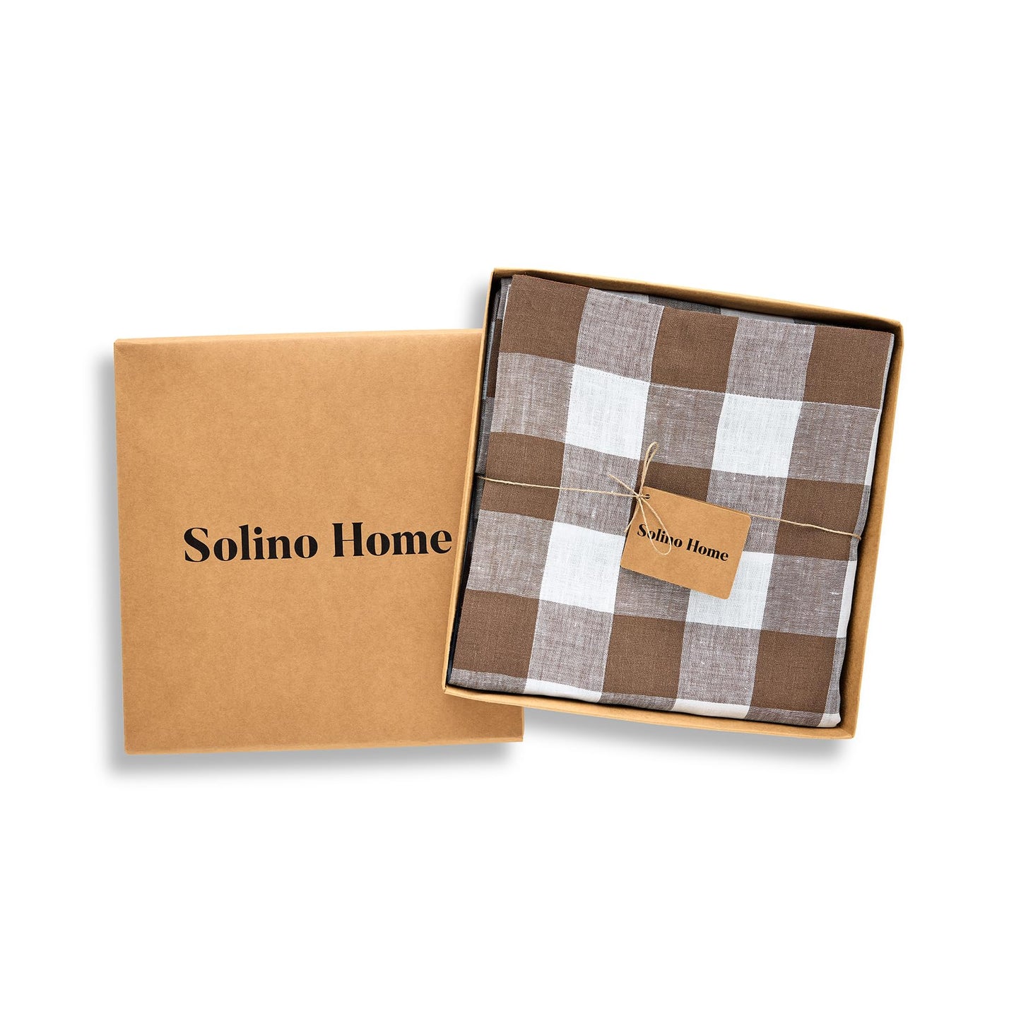 Solino Home 100% Pure Linen Rectangular Tablecloth Pink Check, 60 x 120 in | Buffalo Check Linen Table Cloth for dining and entertaining | buffalo checkered weave | Marshmellow Pink | OEKO-TEX Certified BST326SOLH