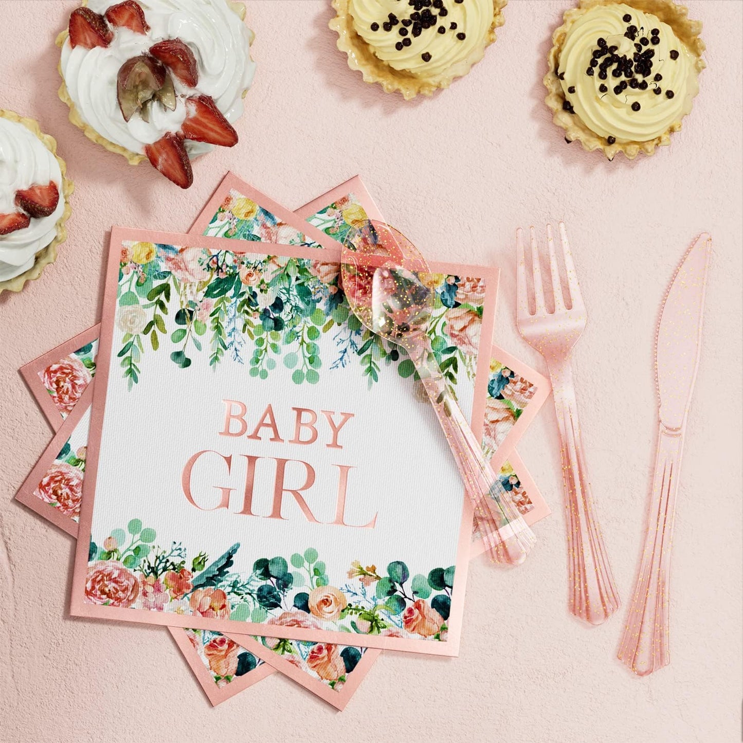 Woodland Baby Shower Decorations Supplies - 175PCS Forest Animal Disposable Dinnerware Set (25 Guest) With Gold Paper Plates Cups Napkins Plastic Fork Knives Spoon for Baby Boy Birthday Party BST326H