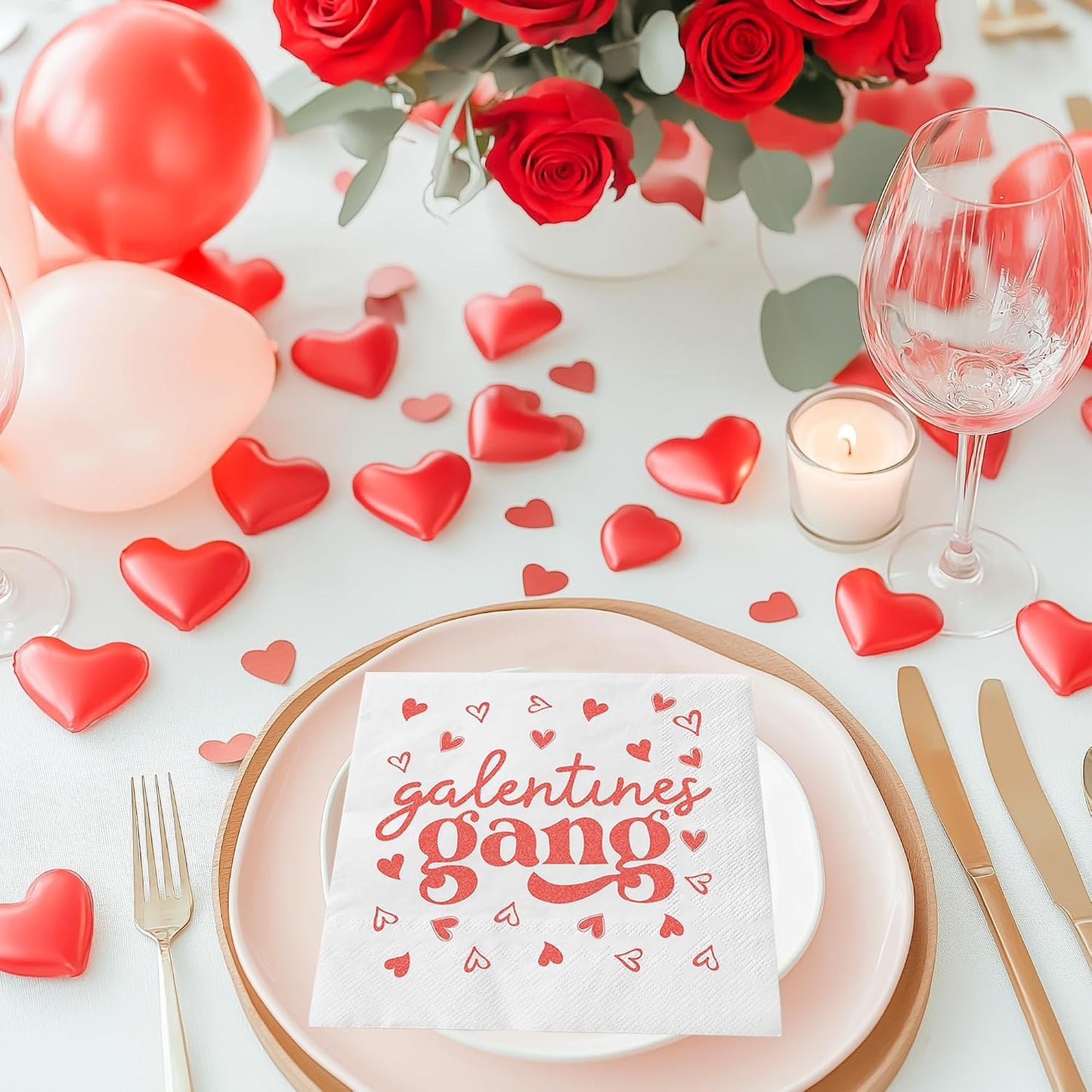 60Pcs Galentines Day Paper Napkins,Pink Heart Galentine's Gang Napkins for Girl Ladies Valentine‘s Day Party Supplies (Galentines Day) BST326L