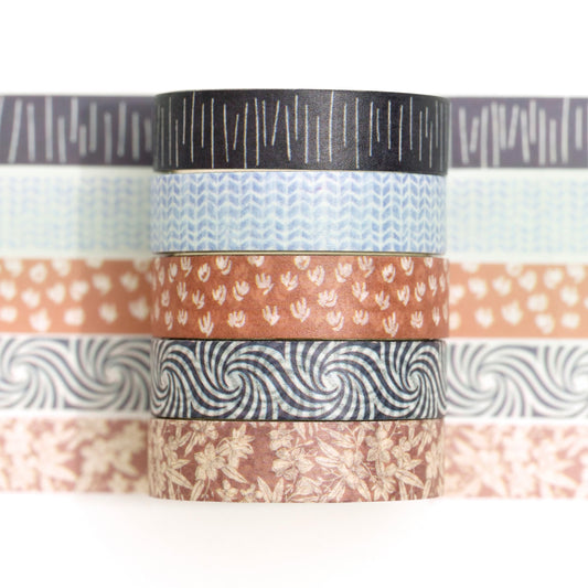 Fantasy Washi Tape Set - 5 Rolls Texture Arts Adhesive Tapes Basic Patterns Decorative Masking Tape Sets for Craft, Kids, Scrapbook, DIY, Gift Wrapping (10-Modern Mosaic) BST220